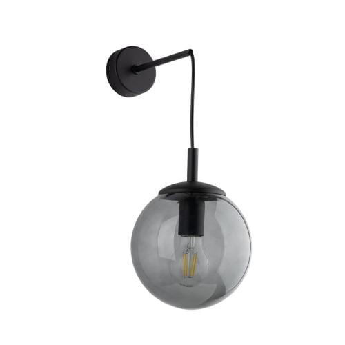 Kinkiet nowoczesny elegancki loft industrialny klosz szklany kula grafitowy czarny TK Lighting Esme 5386 1x15W E27