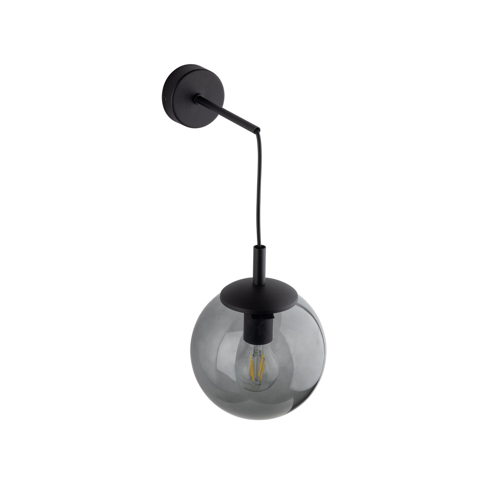 Kinkiet nowoczesny elegancki loft industrialny klosz szklany kula grafitowy czarny TK Lighting Esme 5386 1x15W E27