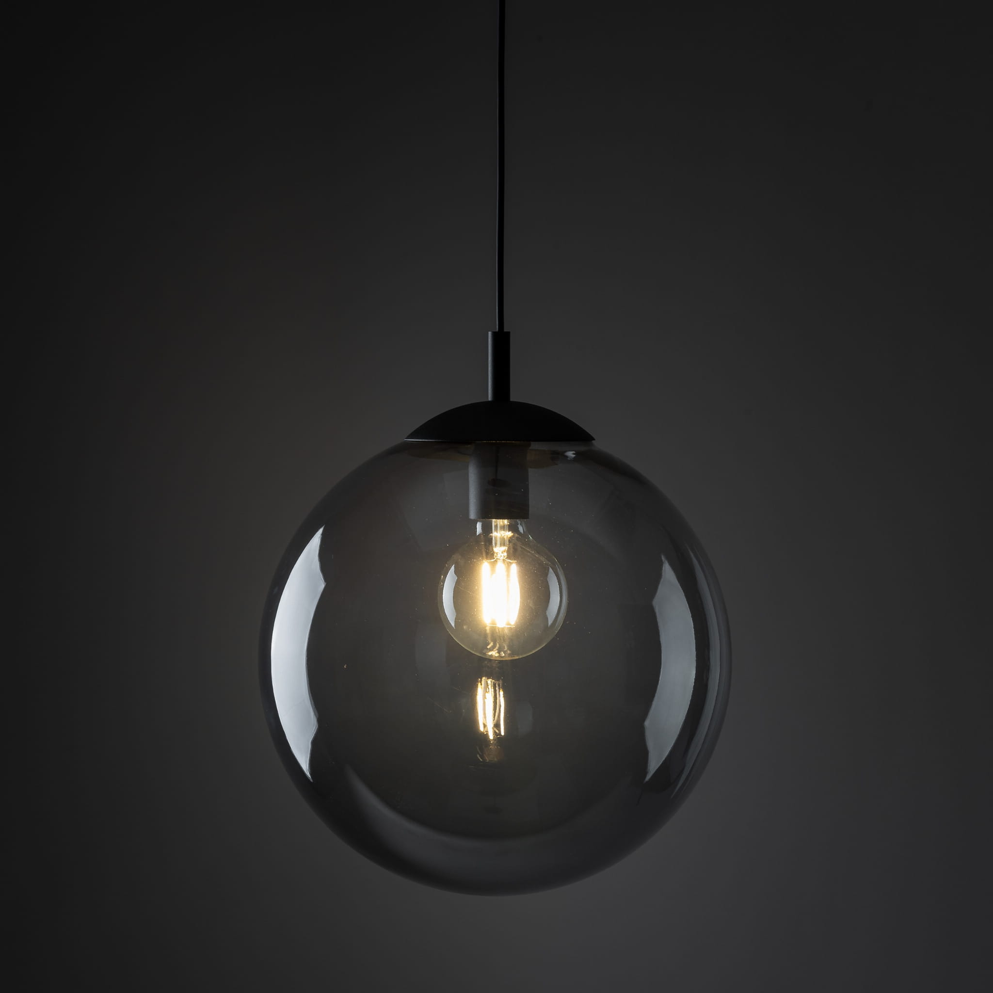 Lampa wisząca nowoczesna elegancka loft industrialna klosz szklany kula grafitowa czarna TK Lighting Esme 5380 1x15W E27