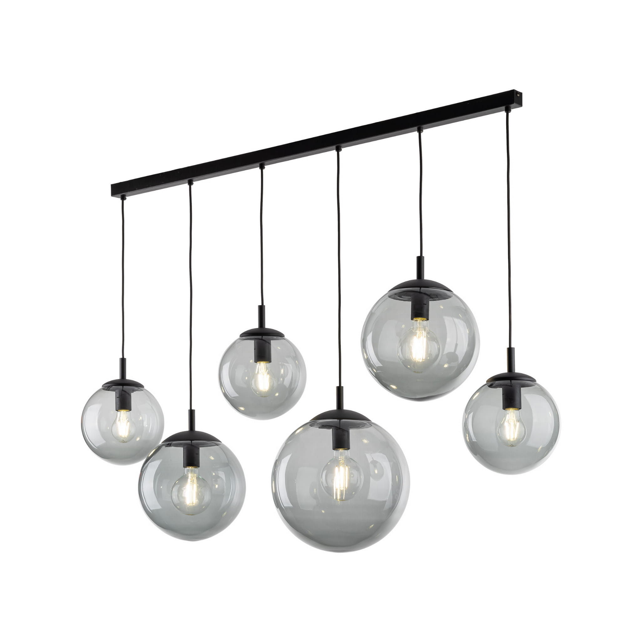 Lampa wisząca nowoczesna elegancka loft industrialna klosz szklany kule grafitowa czarna TK Lighting Esme 5383 6x15W E27