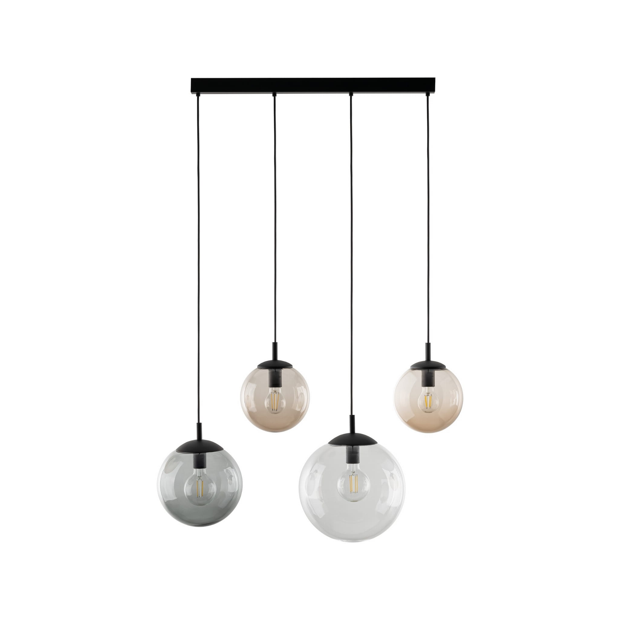 Lampa wisząca nowoczesna elegancka loft industrialna klosz szklany kule multikolor czarna TK Lighting Esme 4795 4x15W E27