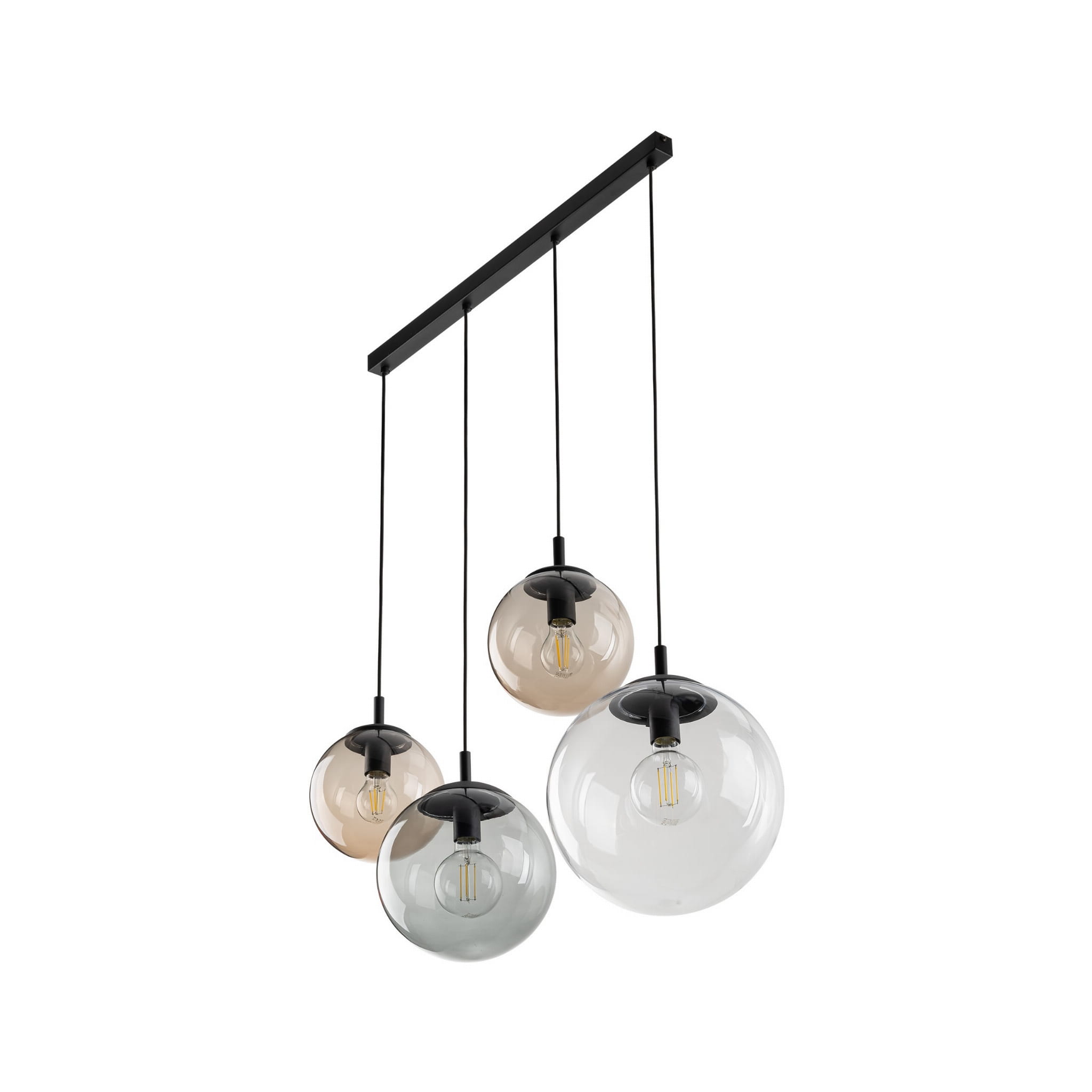 Lampa wisząca nowoczesna elegancka loft industrialna klosz szklany kule multikolor czarna TK Lighting Esme 4795 4x15W E27