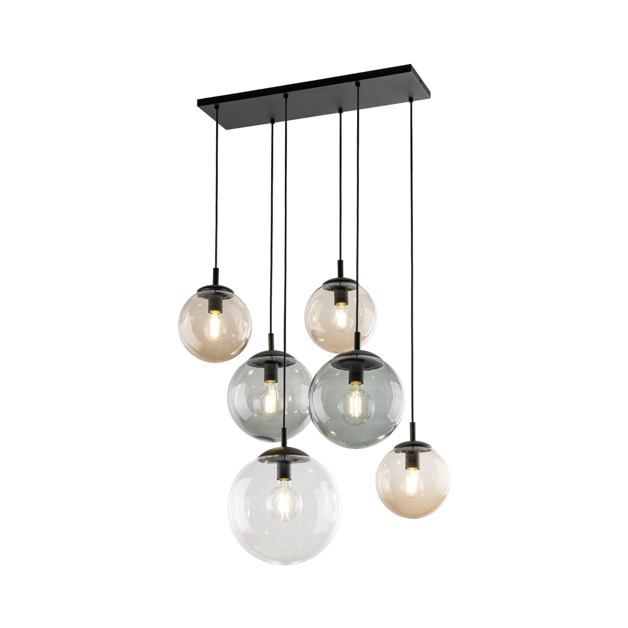 Lampa wisząca nowoczesna elegancka loft industrialna klosz szklany kule multikolor czarna TK Lighting Esme 4819 6x15W E27
