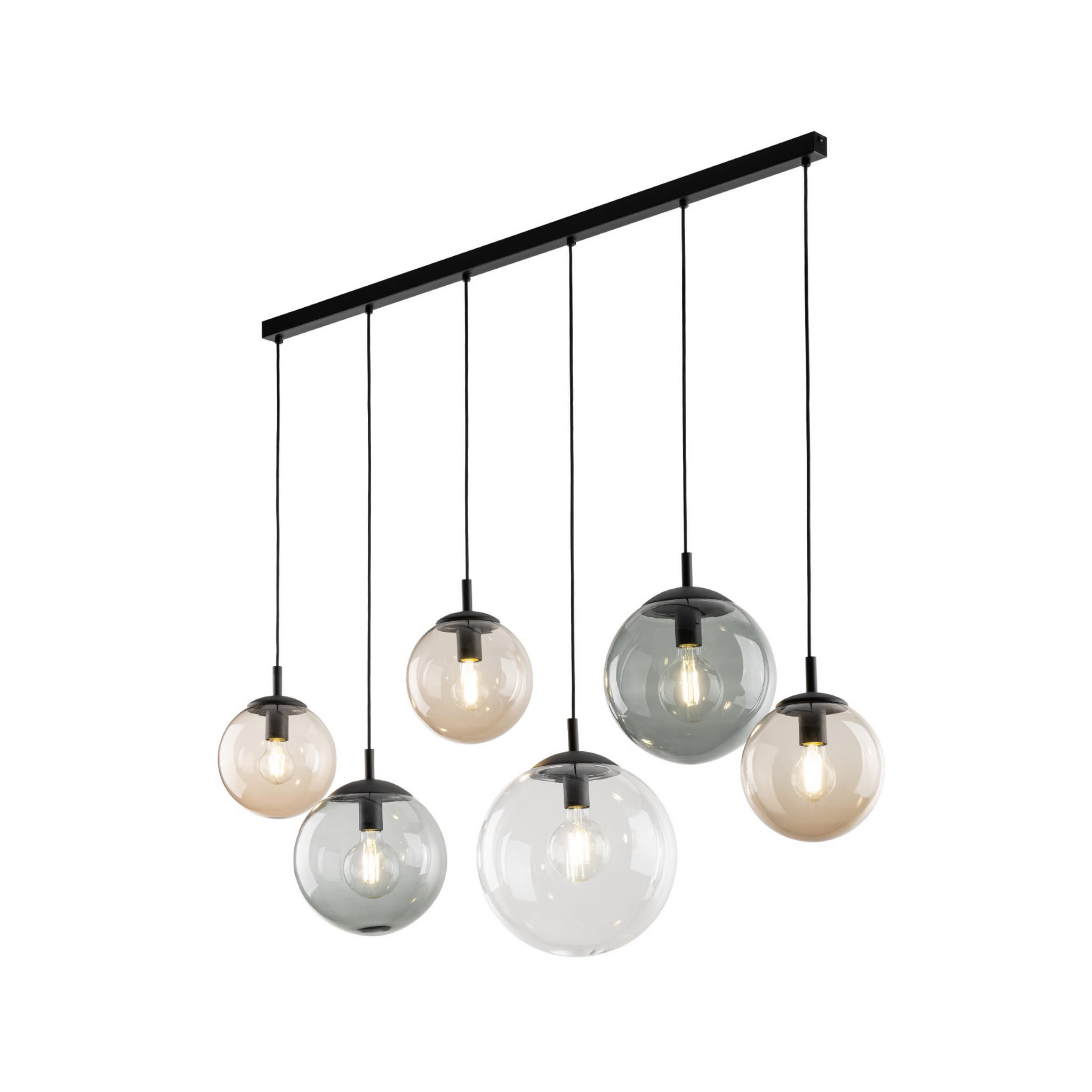 Lampa wisząca nowoczesna elegancka loft industrialna klosz szklany kule multikolor czarna TK Lighting Esme 4797 6x15W E27