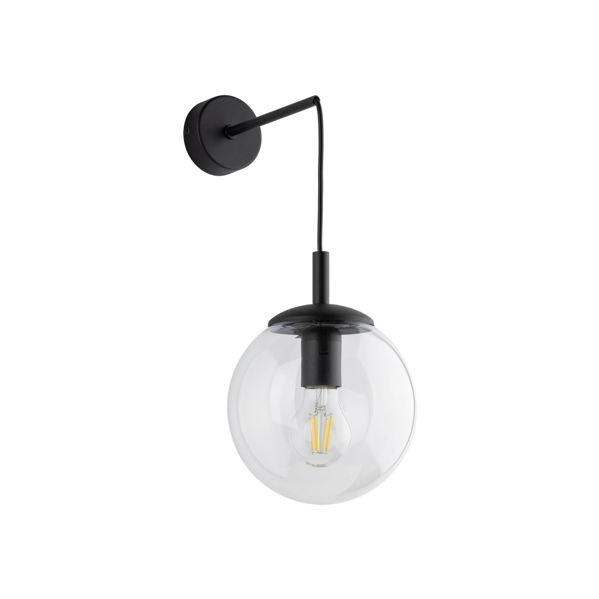 Kinkiet nowoczesny elegancki loft industrialny klosz szklany kula transparentny czarny TK Lighting Esme 5387 1x15W E27