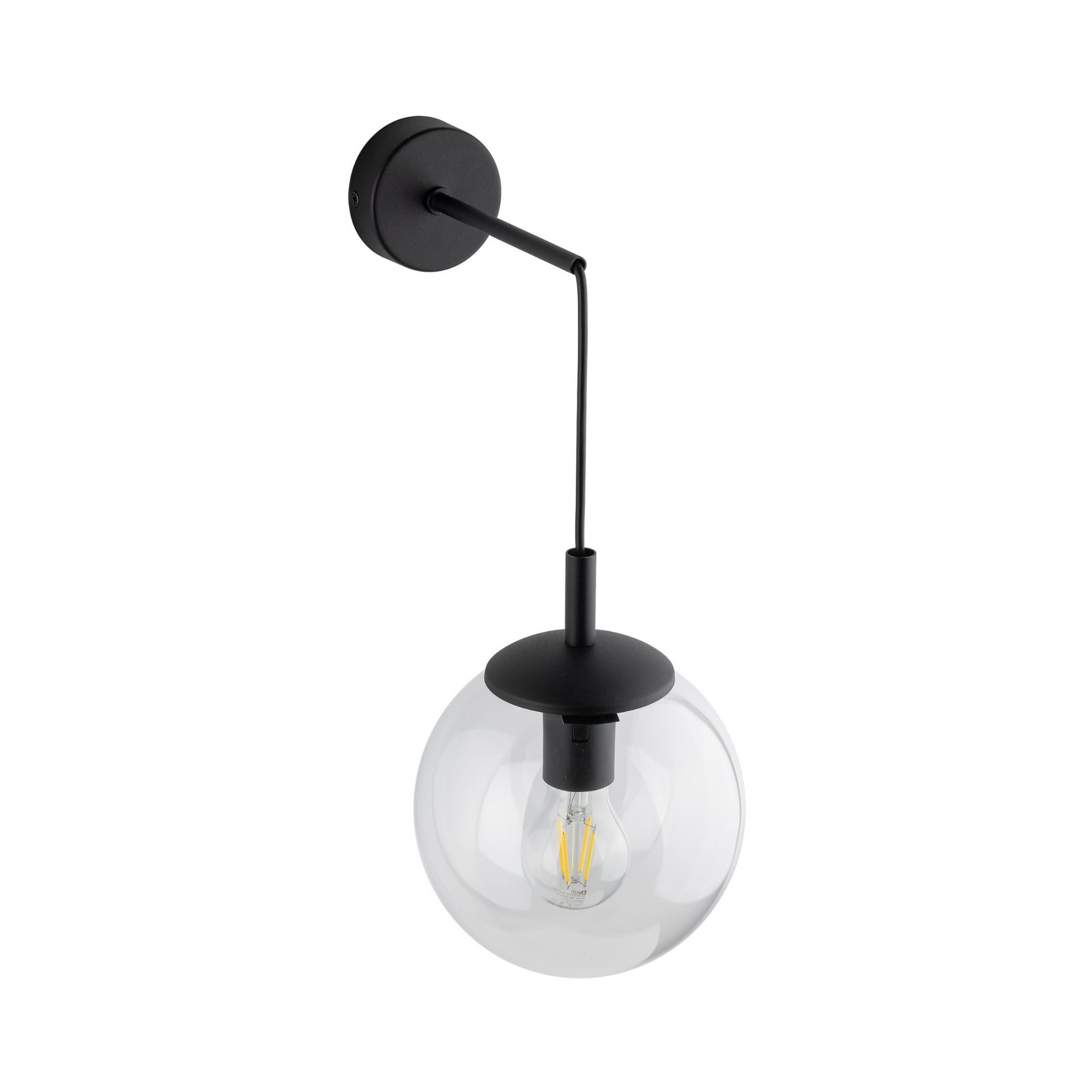 Kinkiet nowoczesny elegancki loft industrialny klosz szklany kula transparentny czarny TK Lighting Esme 5387 1x15W E27