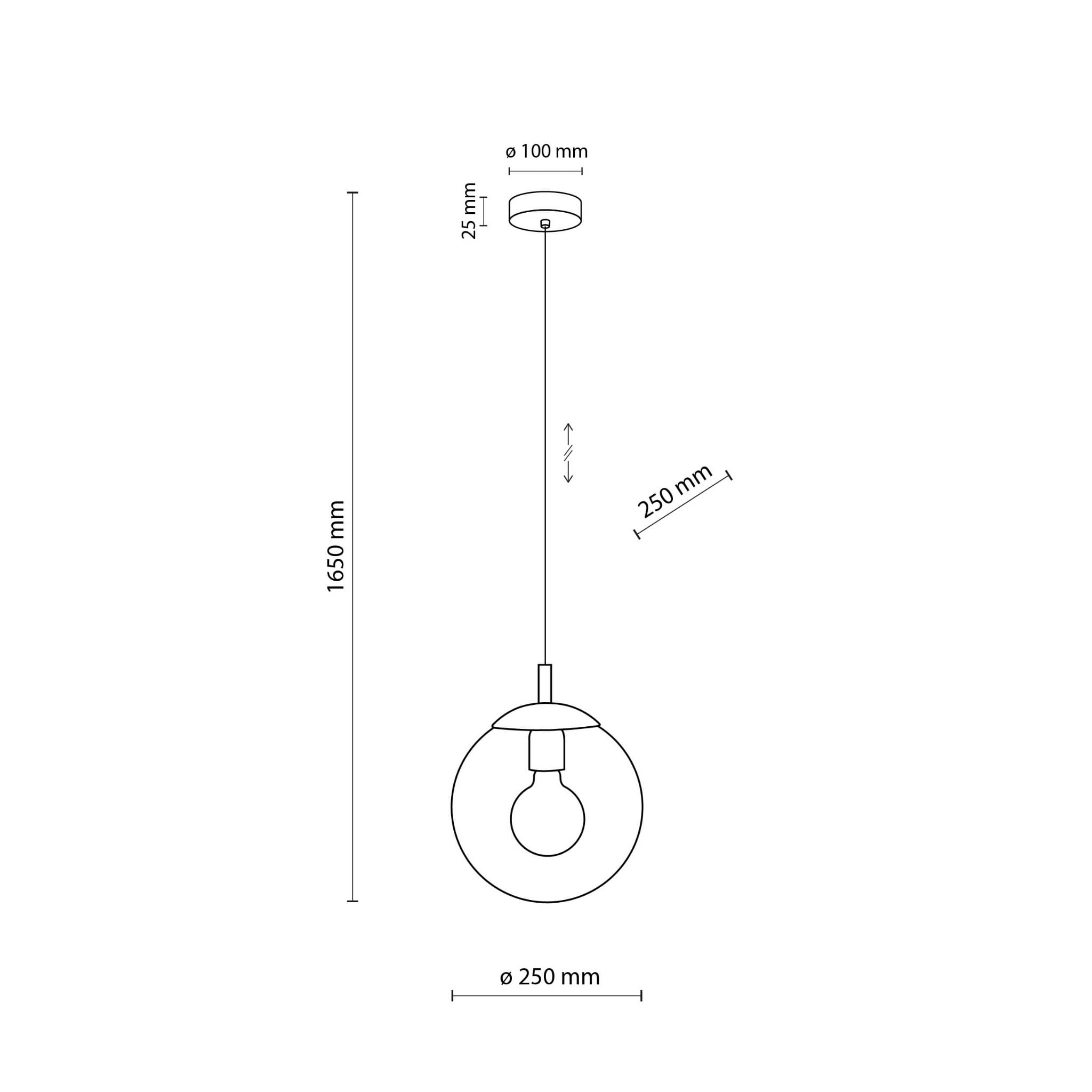 Lampa wisząca nowoczesna elegancka loft industrialna klosz szklany kula transparentna czarna TK Lighting Esme 3266 1x15W E27