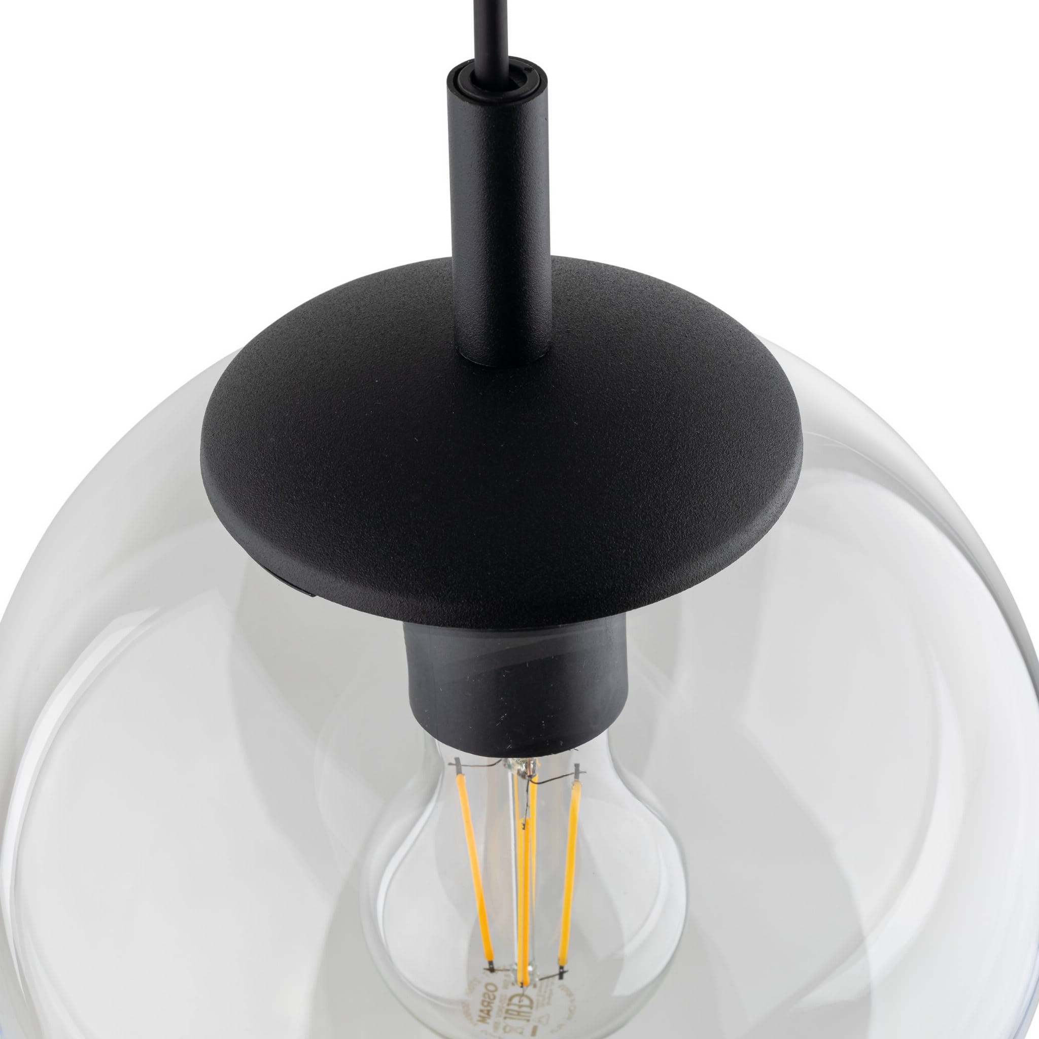 Lampa wisząca nowoczesna elegancka loft industrialna klosz szklany kula transparentna czarna TK Lighting Esme 3267 1x15W E27