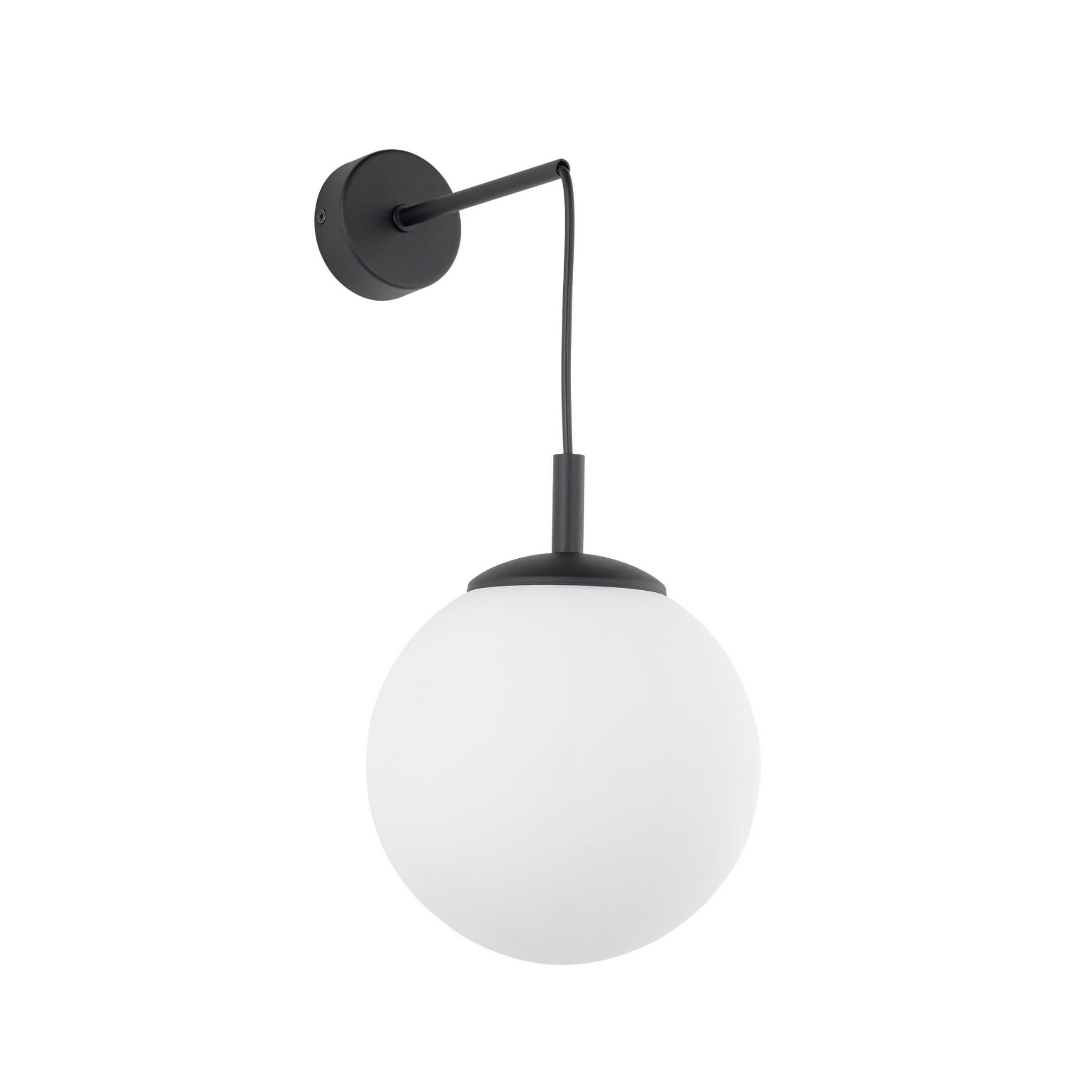 Kinkiet nowoczesny elegancki loft industrialny klosz szklany kula biały czarny TK Lighting Esme 5388 1x15W E27