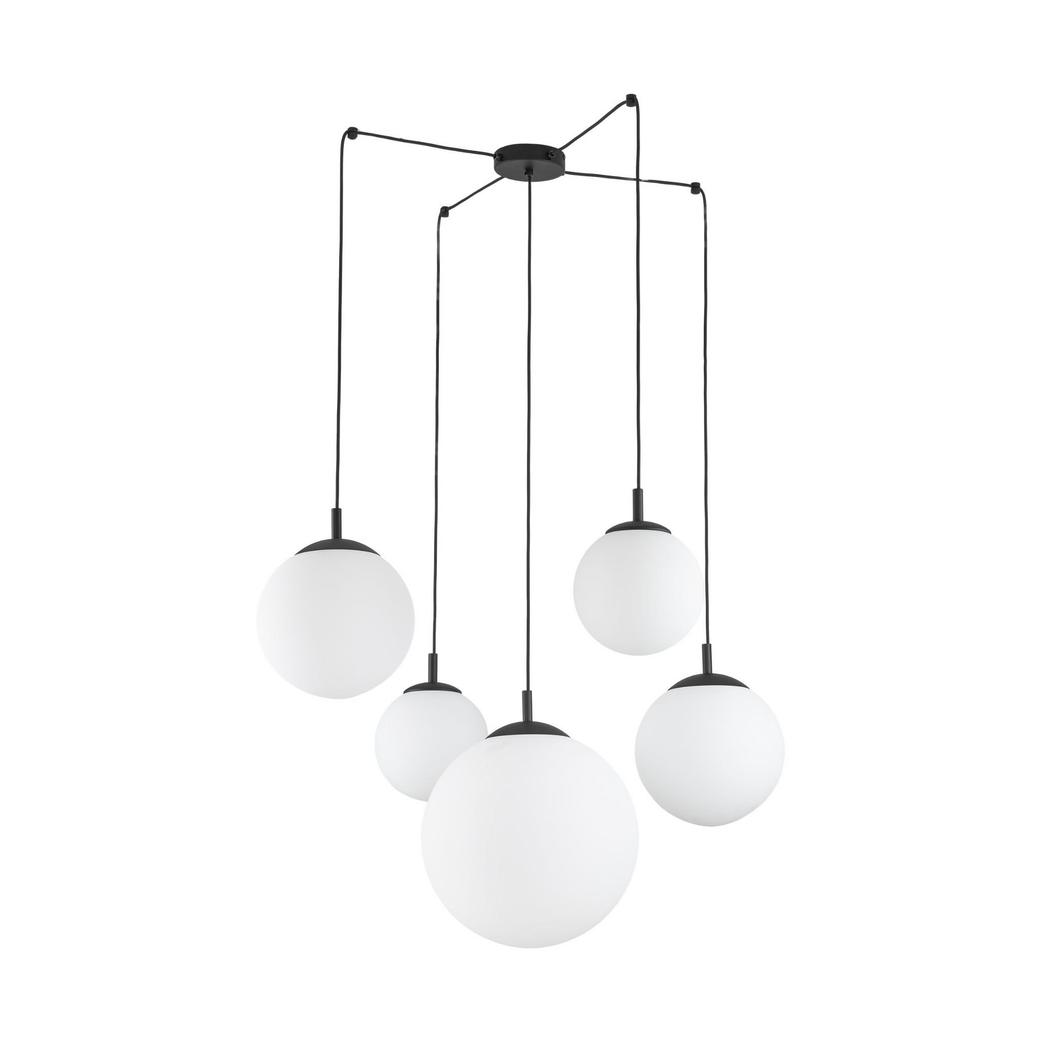 Lampa wisząca nowoczesna elegancka loft industrialna pająk klosz szklany kule biała czarna TK Lighting Esme 4791 5x15W E27