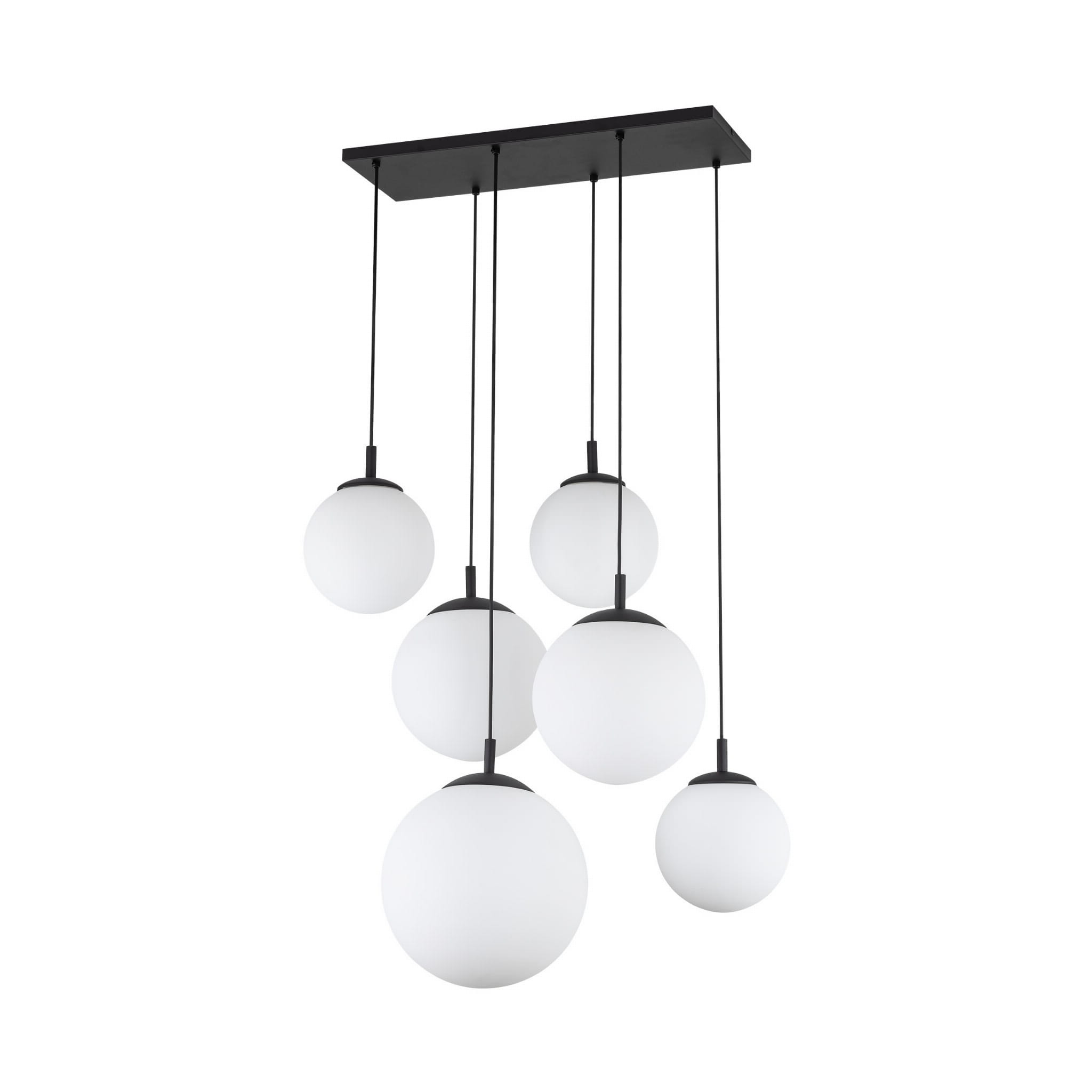 Lampa wisząca nowoczesna elegancka loft industrialna klosz szklany kule biała czarna TK Lighting Esme 4793 6x15W E27