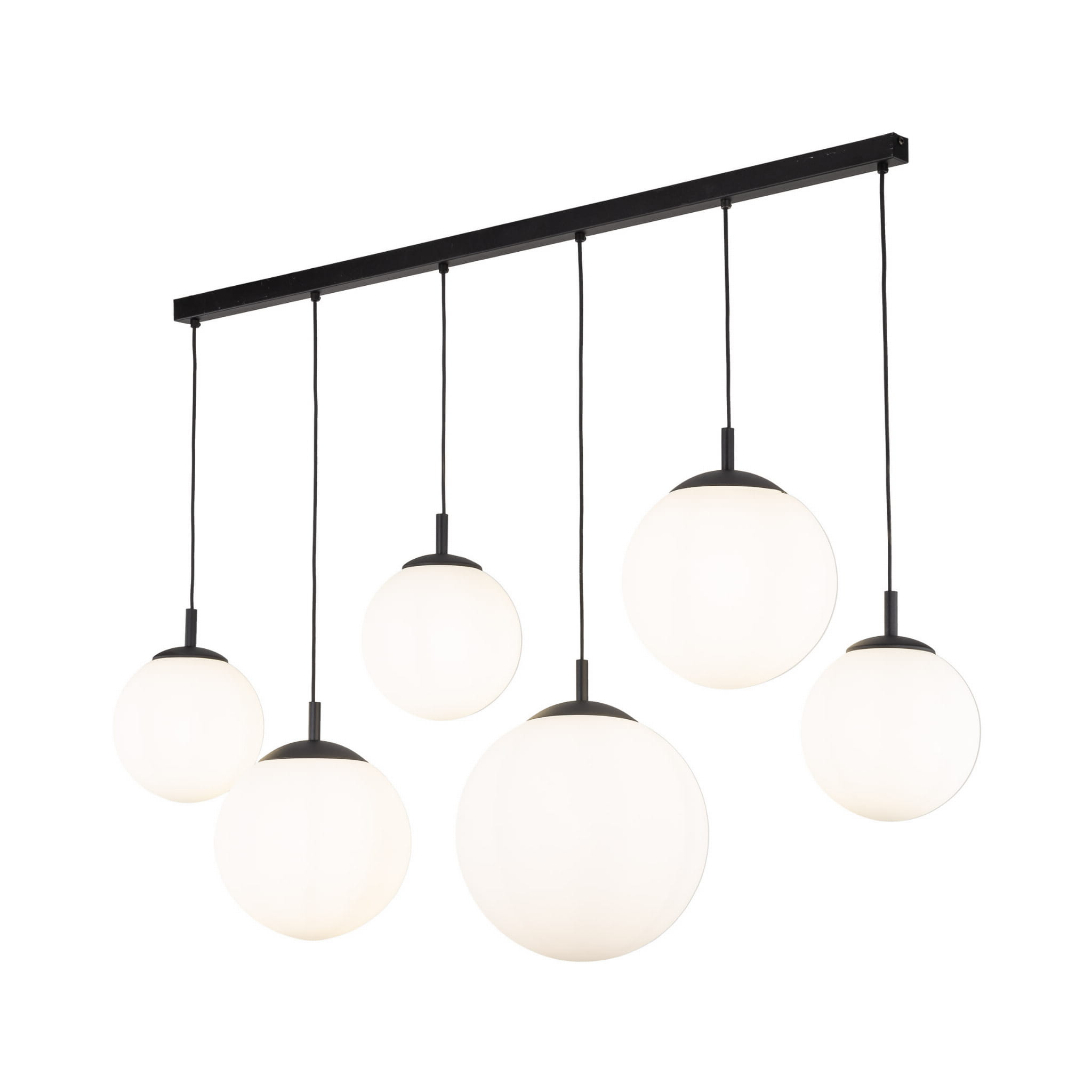 Lampa wisząca nowoczesna elegancka loft industrialna klosz szklany kule biała czarna TK Lighting Esme 4792 6x15W E27
