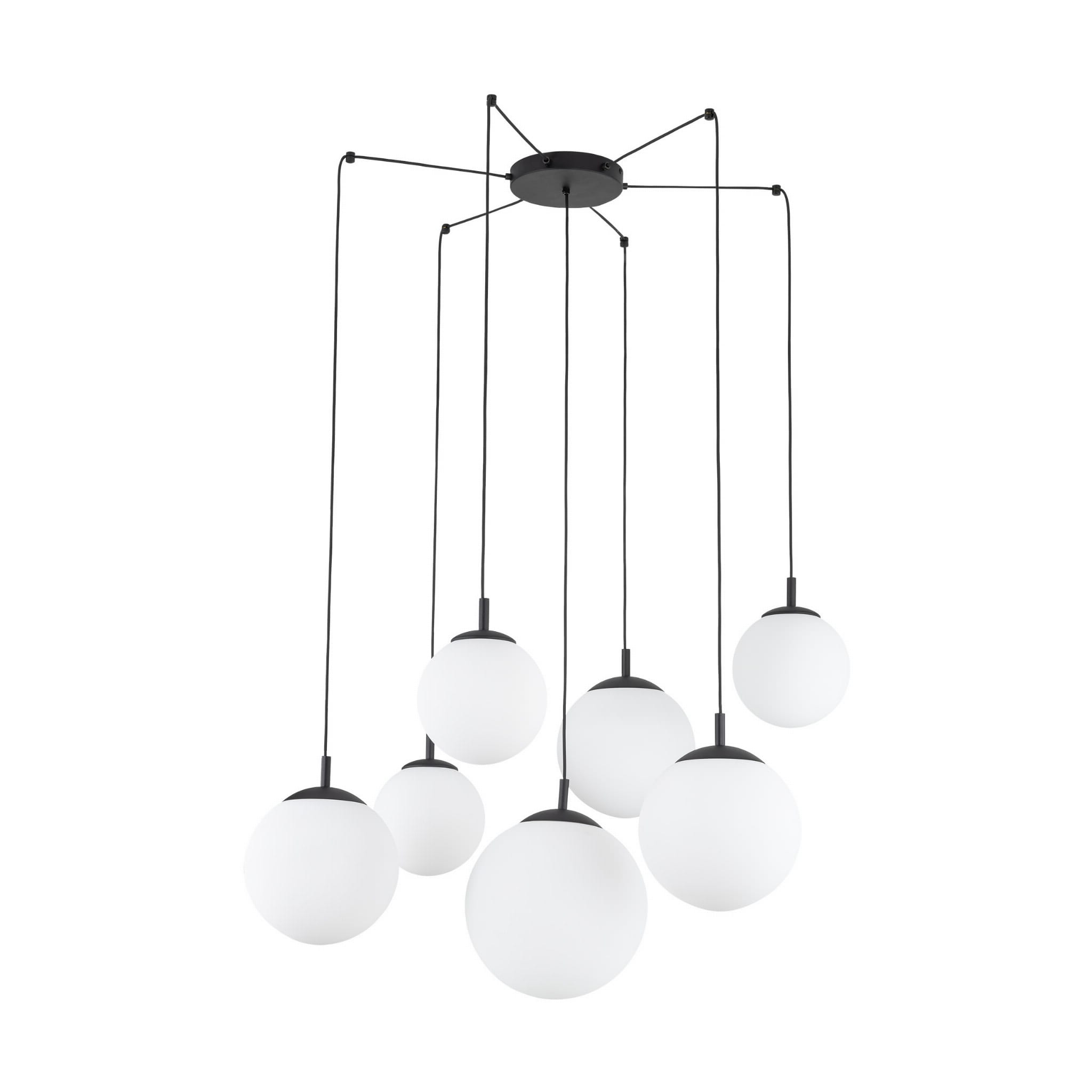 Lampa wisząca nowoczesna elegancka loft industrialna pająk klosz szklany kule biała czarna TK Lighting Esme 4794 7x15W E27