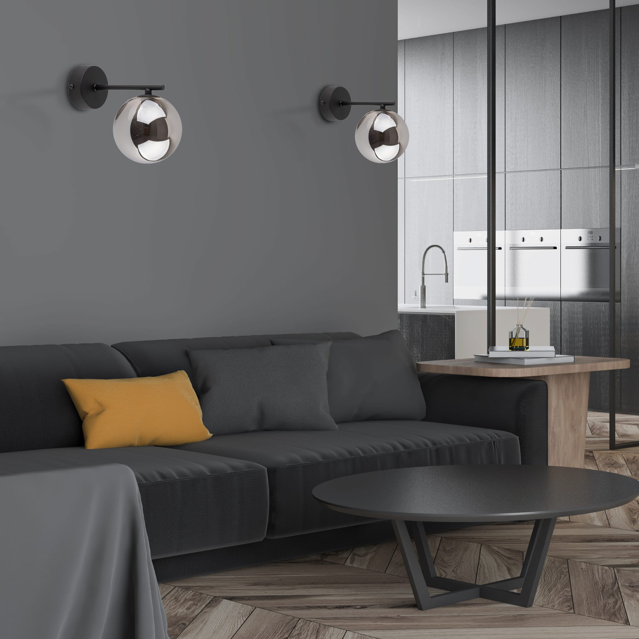 Kinkiet lampa ścienna modern szklany klosz Tk Lighting Estera 4777 1x6W G9 czarny chrom