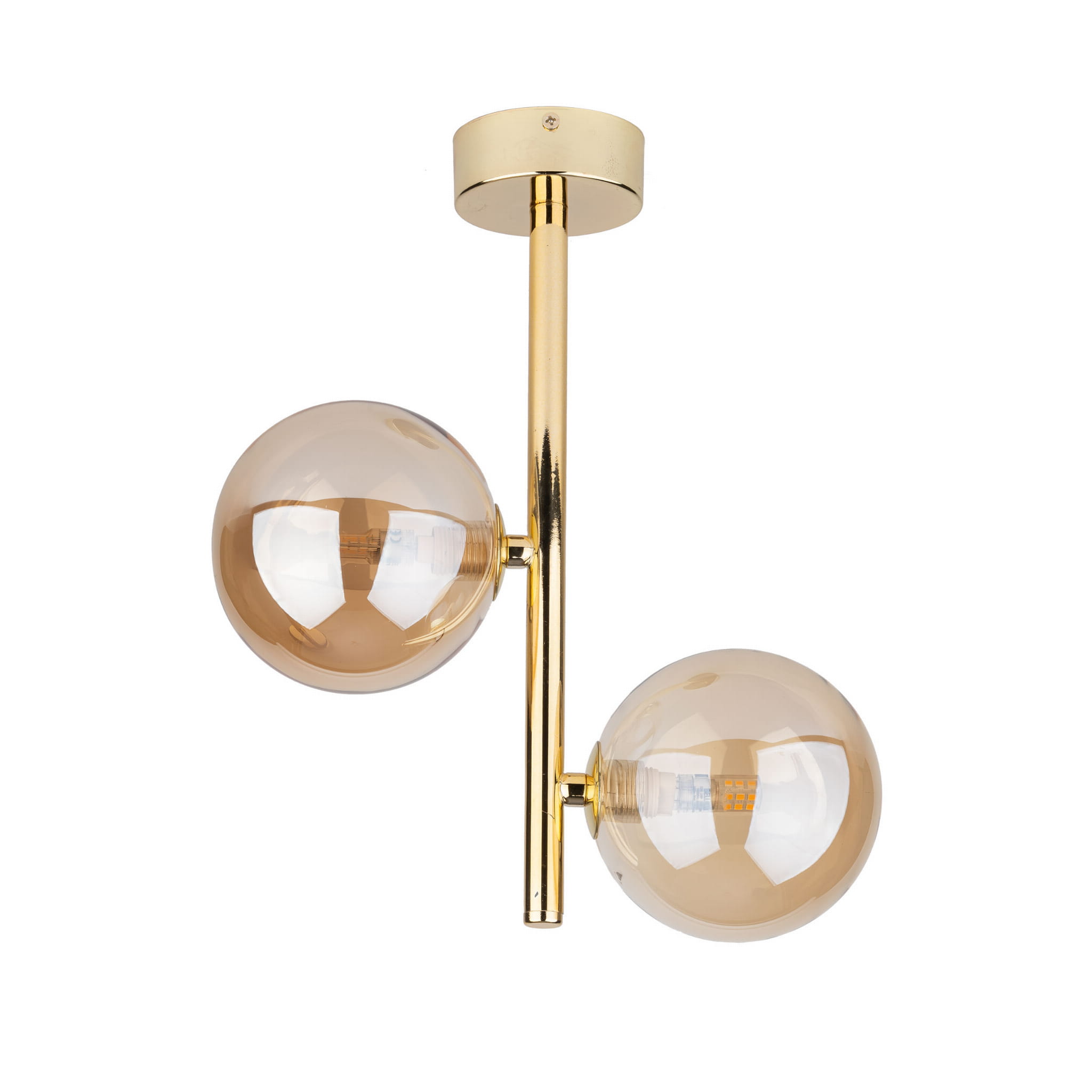 Lampa wisząca modern szklane klosze Tk Lighting Estera 4547 2x6W G9 bursztynowa złota