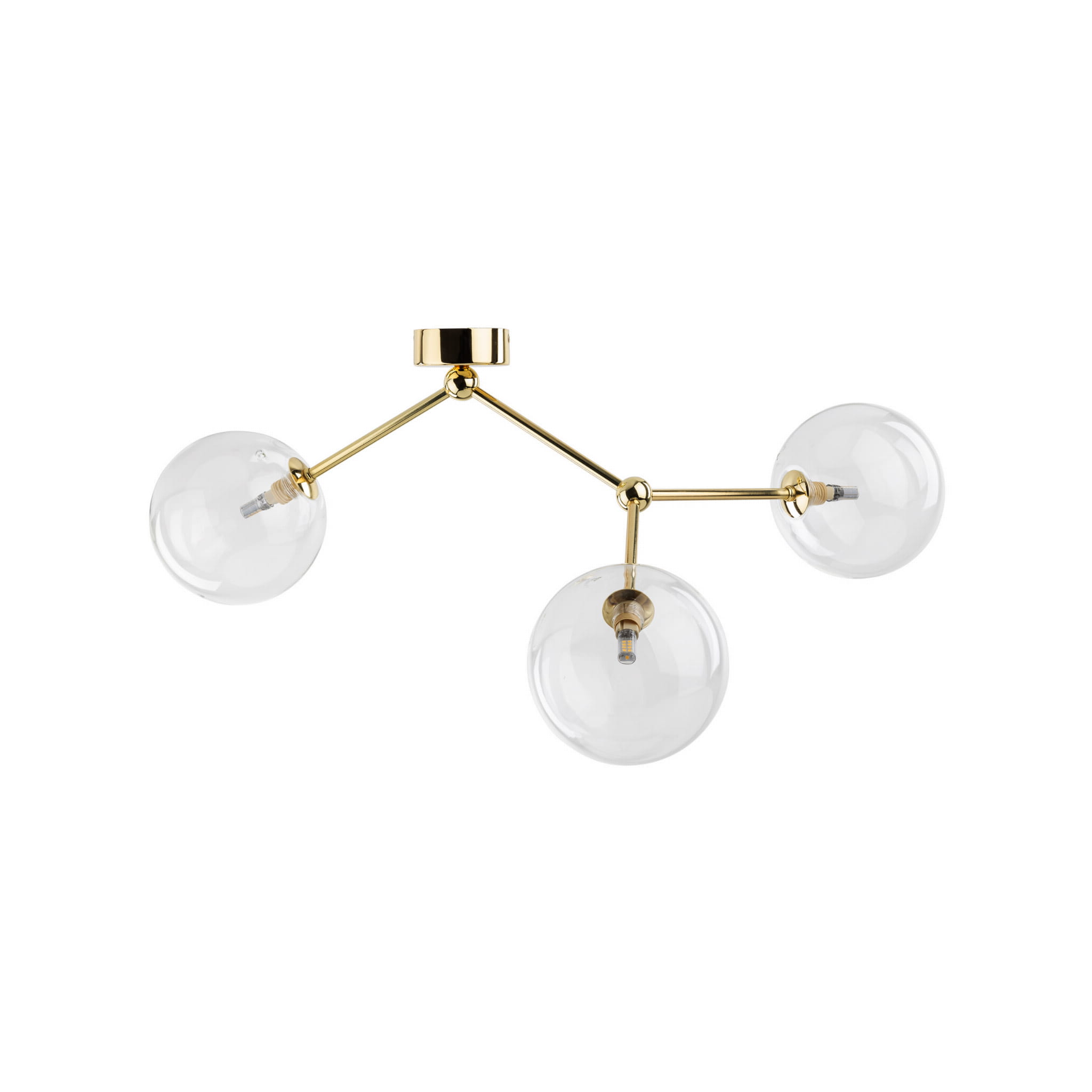 Plafon nowoczesny elegancki skandynawski glamour pręty klosz szklany kule złoty transparentny TK Lighting Fairy 10069 3x6W G9