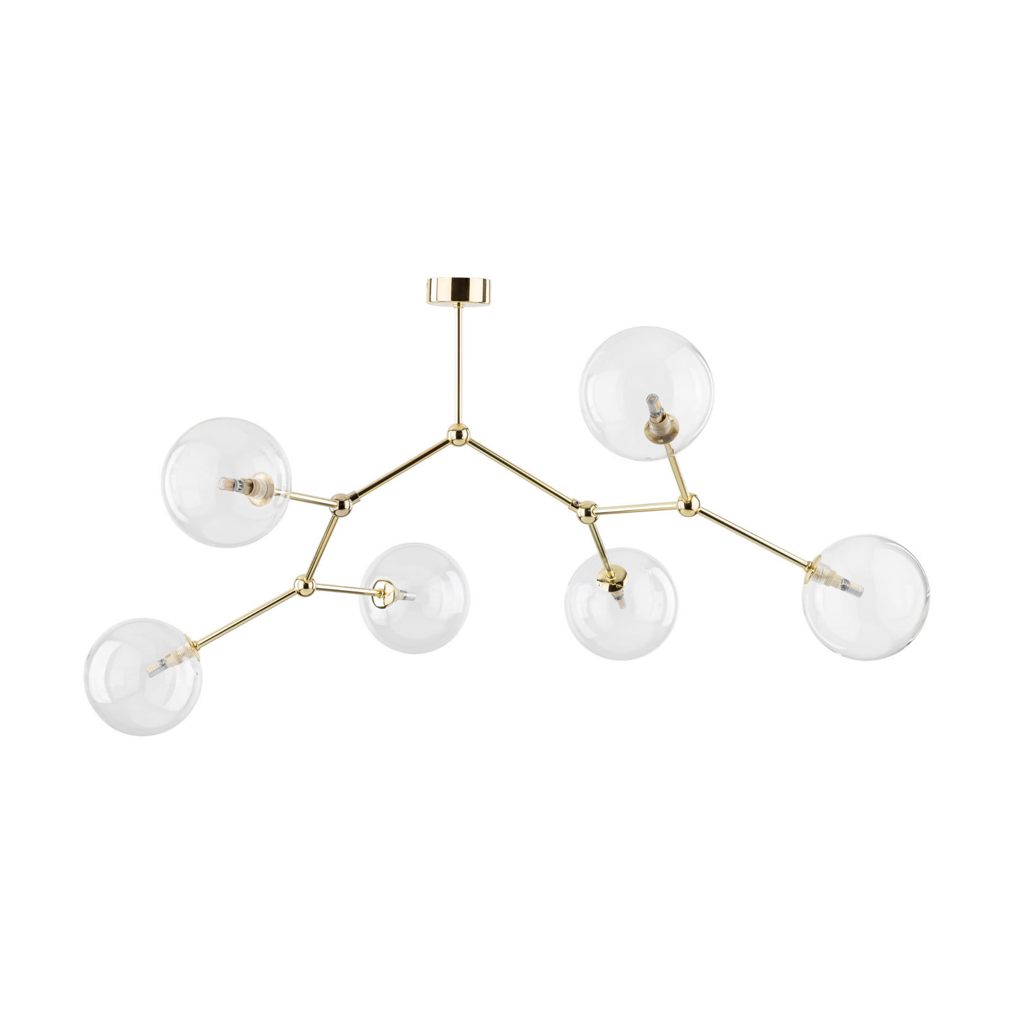 Lampa wisząca nowoczesna elegancka skandynawska glamour pręty klosz szklany kule złota transparentna TK Lighting Lampa 10071 6x6W G9