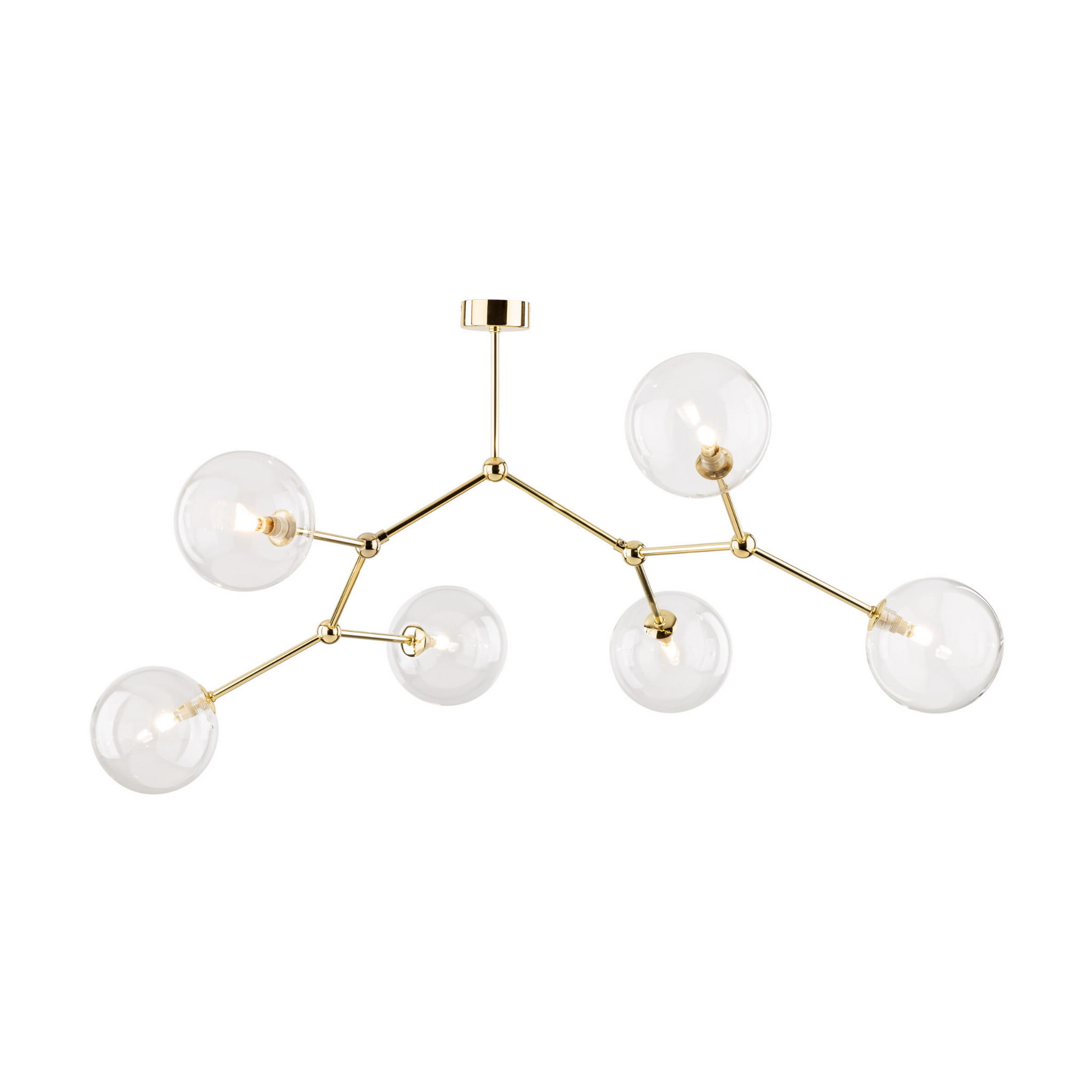 Lampa wisząca nowoczesna elegancka skandynawska glamour pręty klosz szklany kule złota transparentna TK Lighting Lampa 10071 6x6W G9