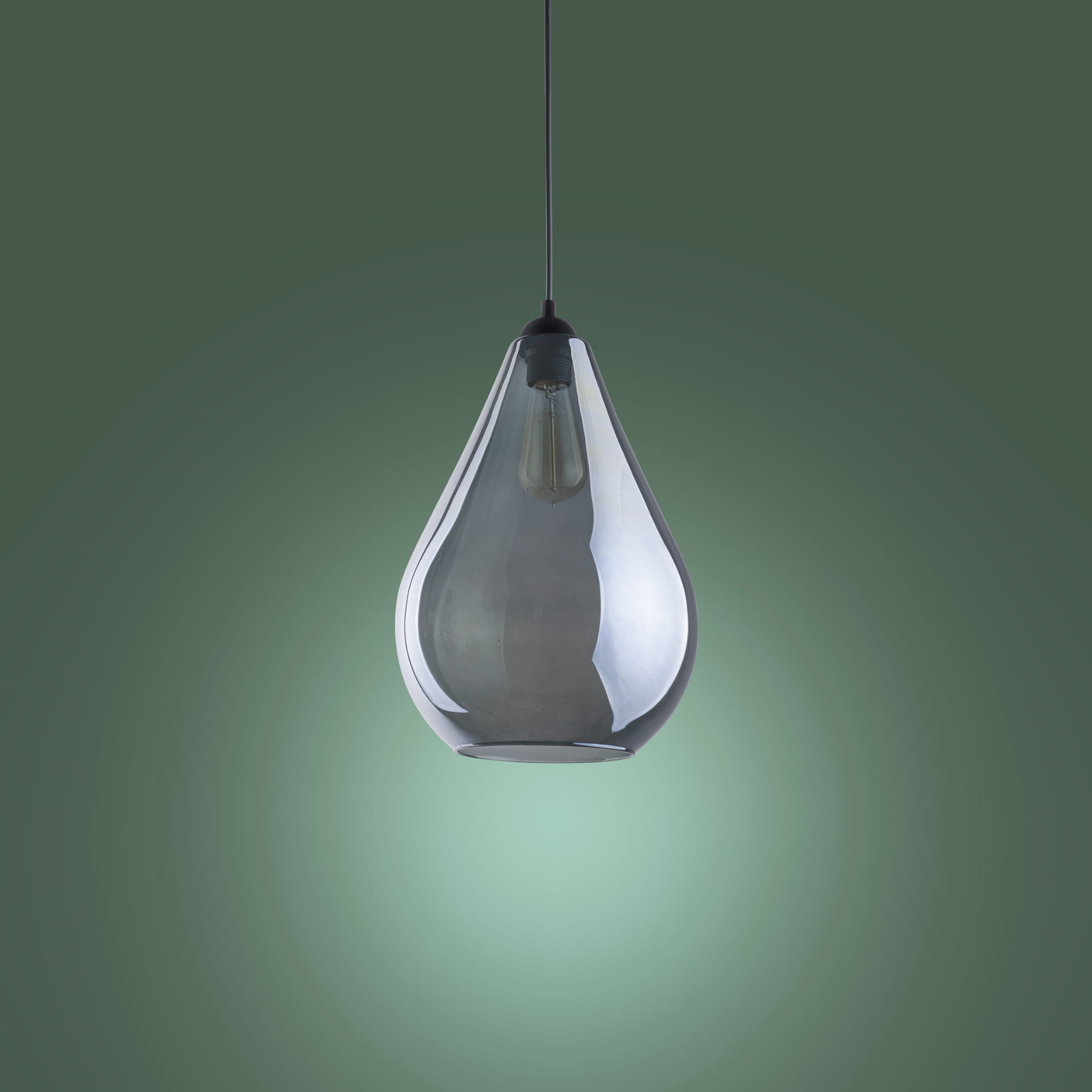 Lampa wisząca szklany klosz TK Lighting Fuente 2326 1x60W E27 grafit lustrzany czarny