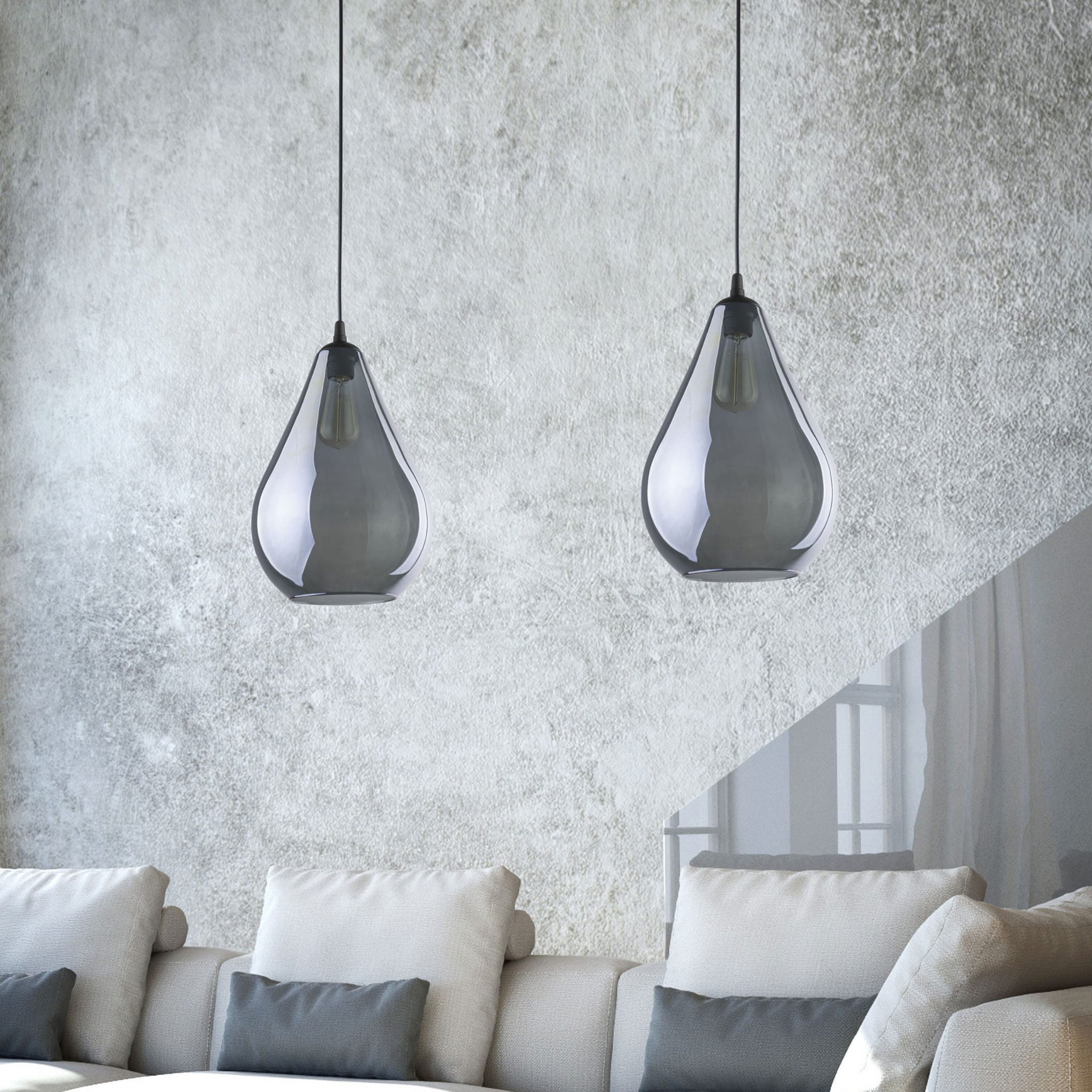 Lampa wisząca szklany klosz TK Lighting Fuente 2326 1x60W E27 grafit lustrzany czarny