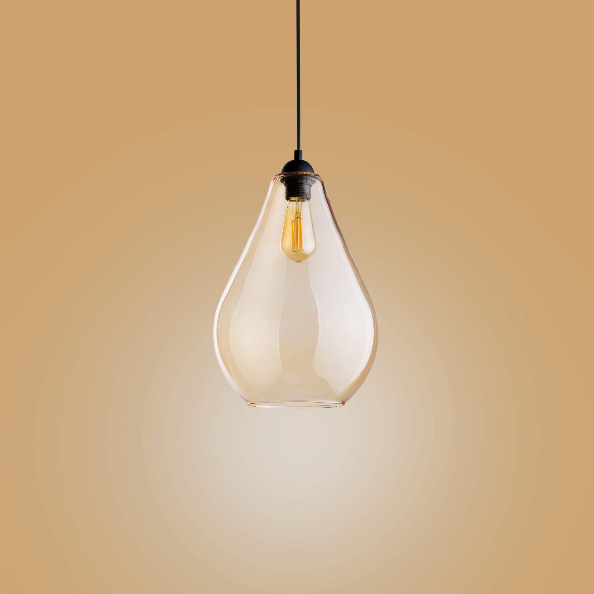 Lampa wisząca szklany klosz bursztyn TK Lighting Fuente 4322 1x60W E27