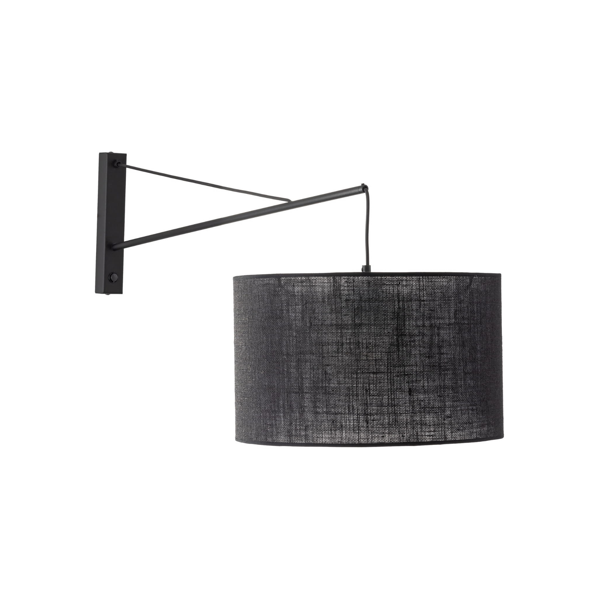 Kinkiet nowoczesny elegancki industrialny loft patyk klosz materiałowy czarny TK Lighting Glorii 6639 1x15W E27