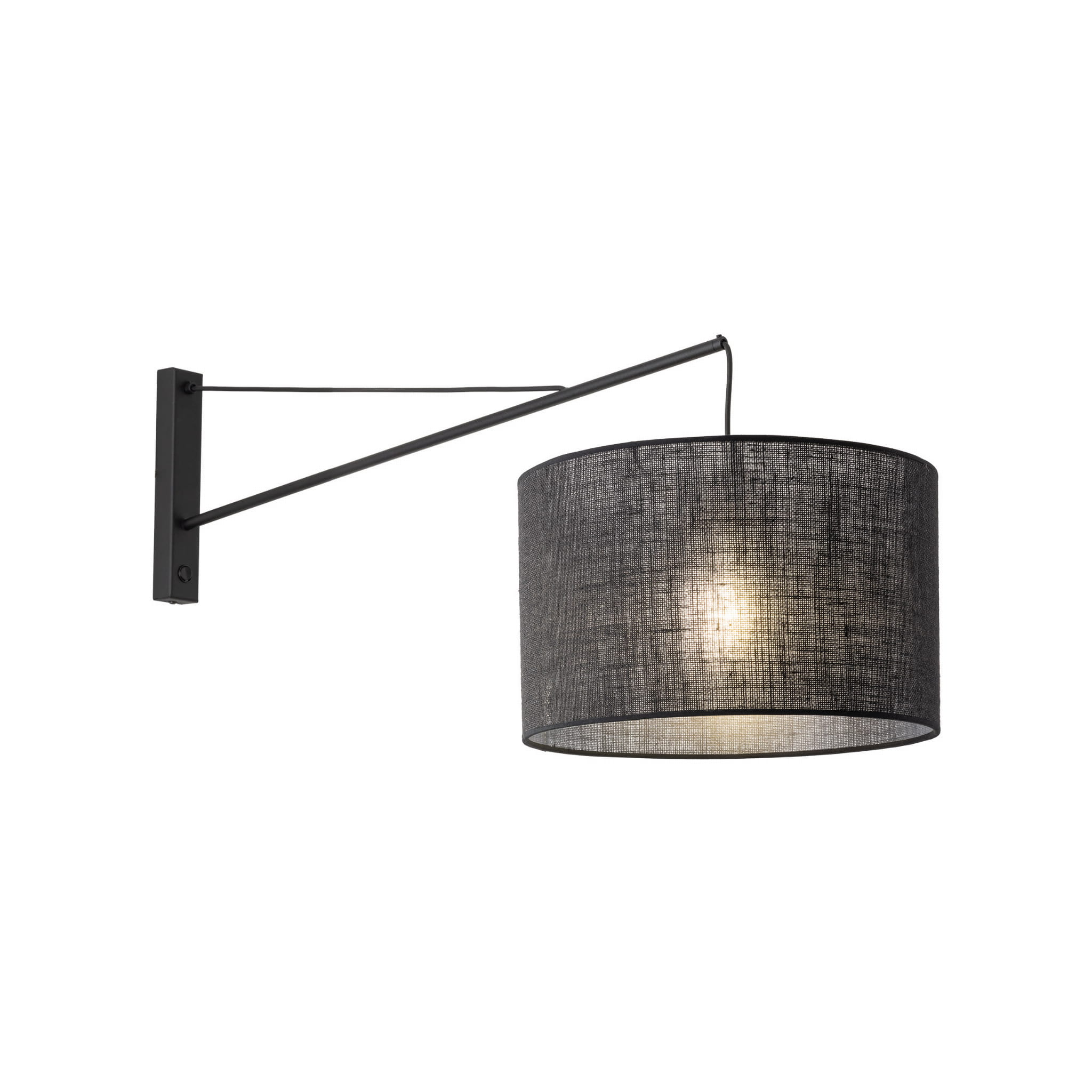 Kinkiet nowoczesny elegancki industrialny loft patyk klosz materiałowy czarny TK Lighting Glorii 6639 1x15W E27