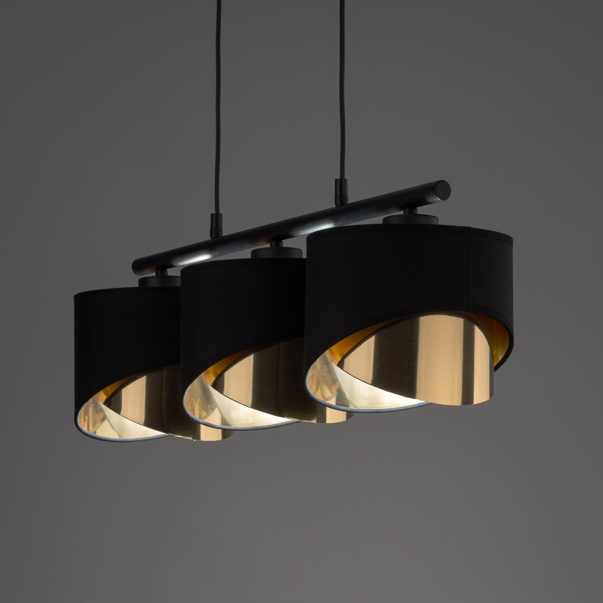 TK Lighting Grant 4824 lampa wisząca 3x15W E27 czarna złota