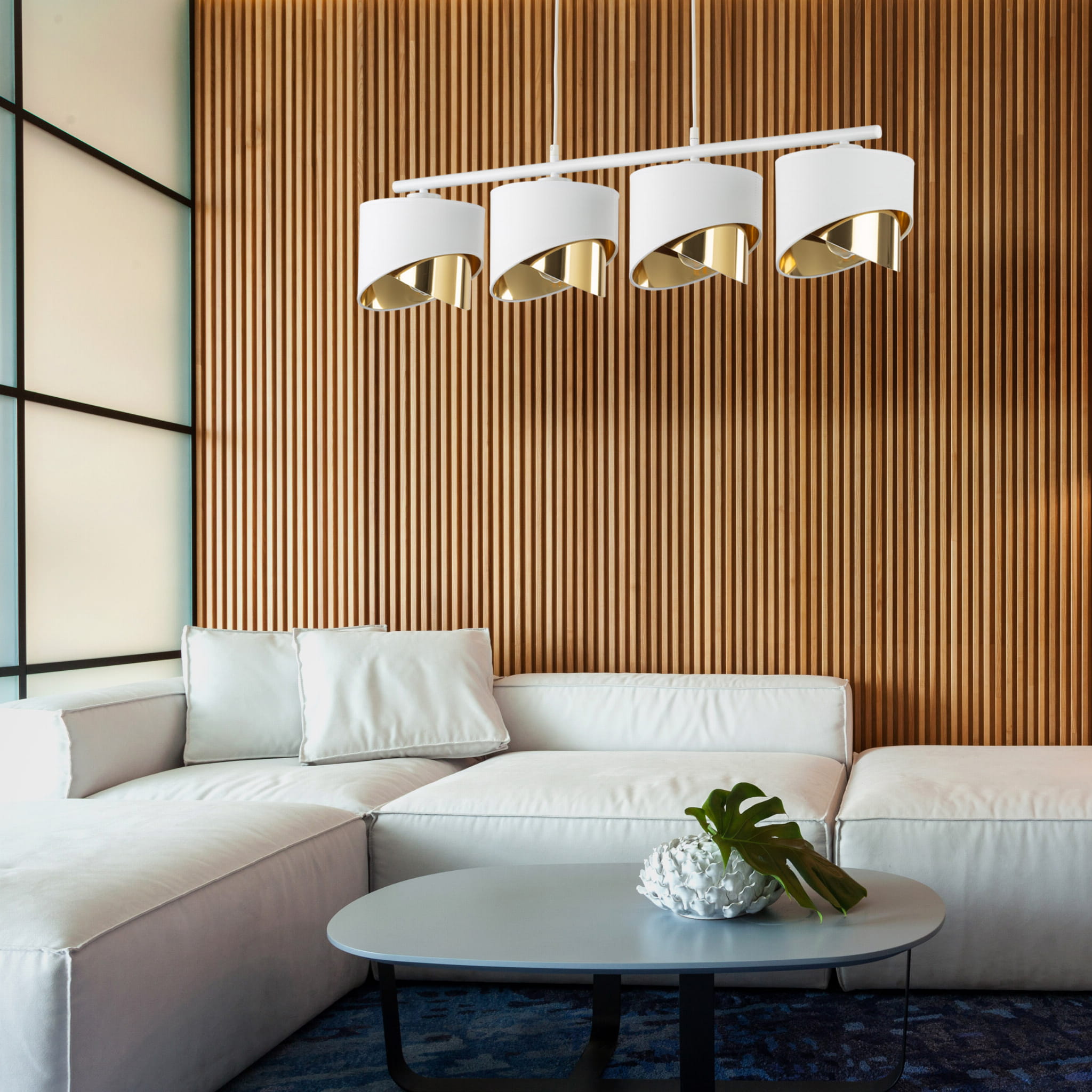 TK Lighting Grant 4822 lampa wisząca 4x15W E27 biała złota