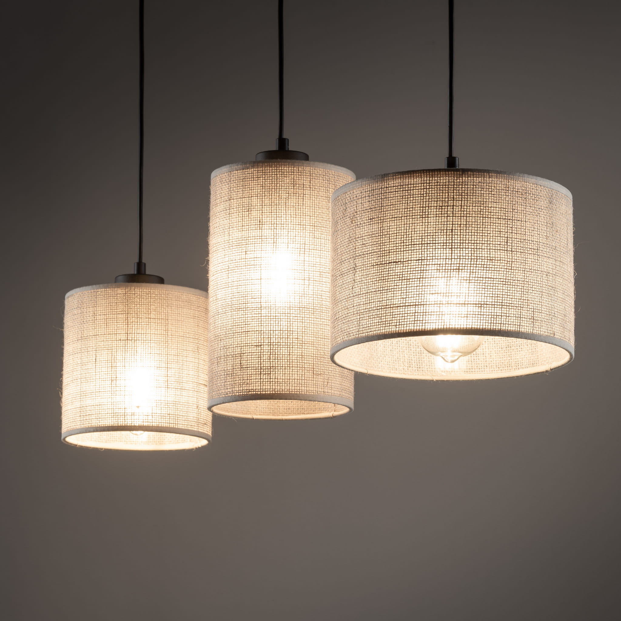 Lampa wisząca nowoczesna boho abażur materiałowy juta czarna TK Lighting Juta 4954 3x15W E27