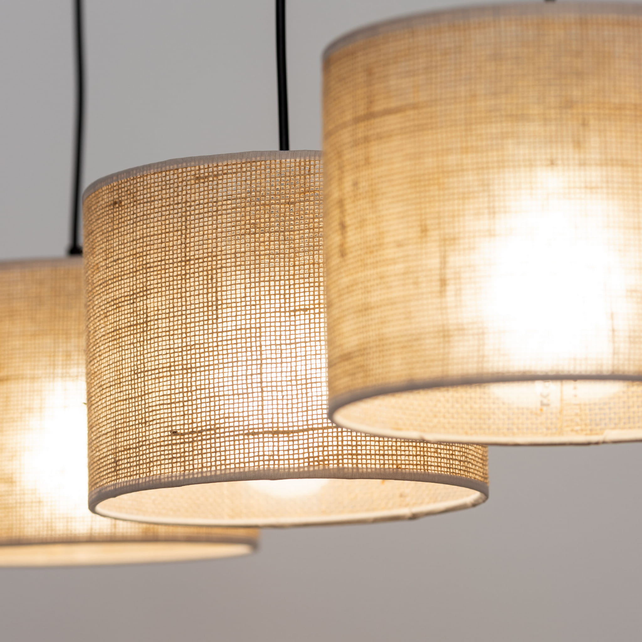 Lampa wisząca nowoczesna vintage boho abażur materiałowy czarna beżowa TK Lighting Juta 4597 3x15W E27