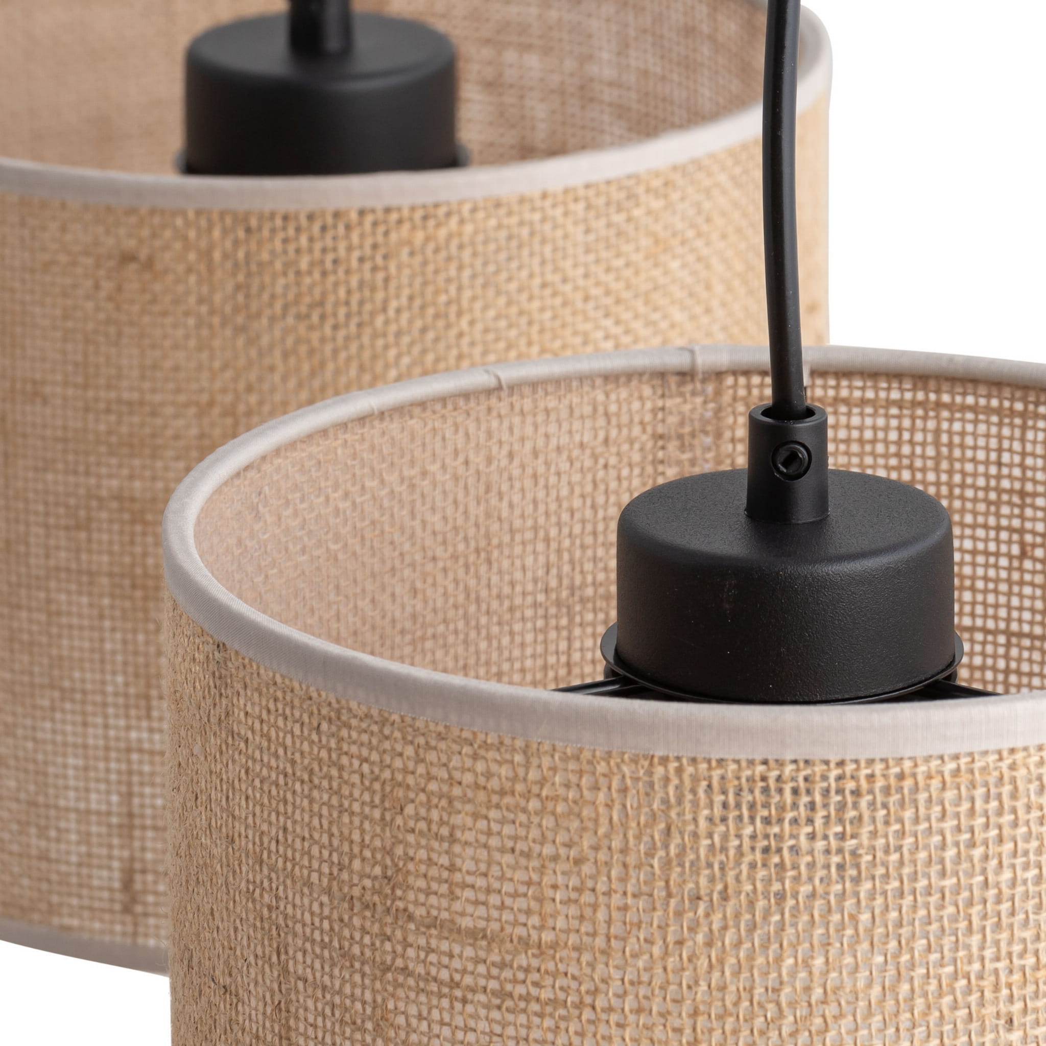 Lampa wisząca nowoczesna vintage boho abażur materiałowy czarna beżowa TK Lighting Juta 4597 3x15W E27