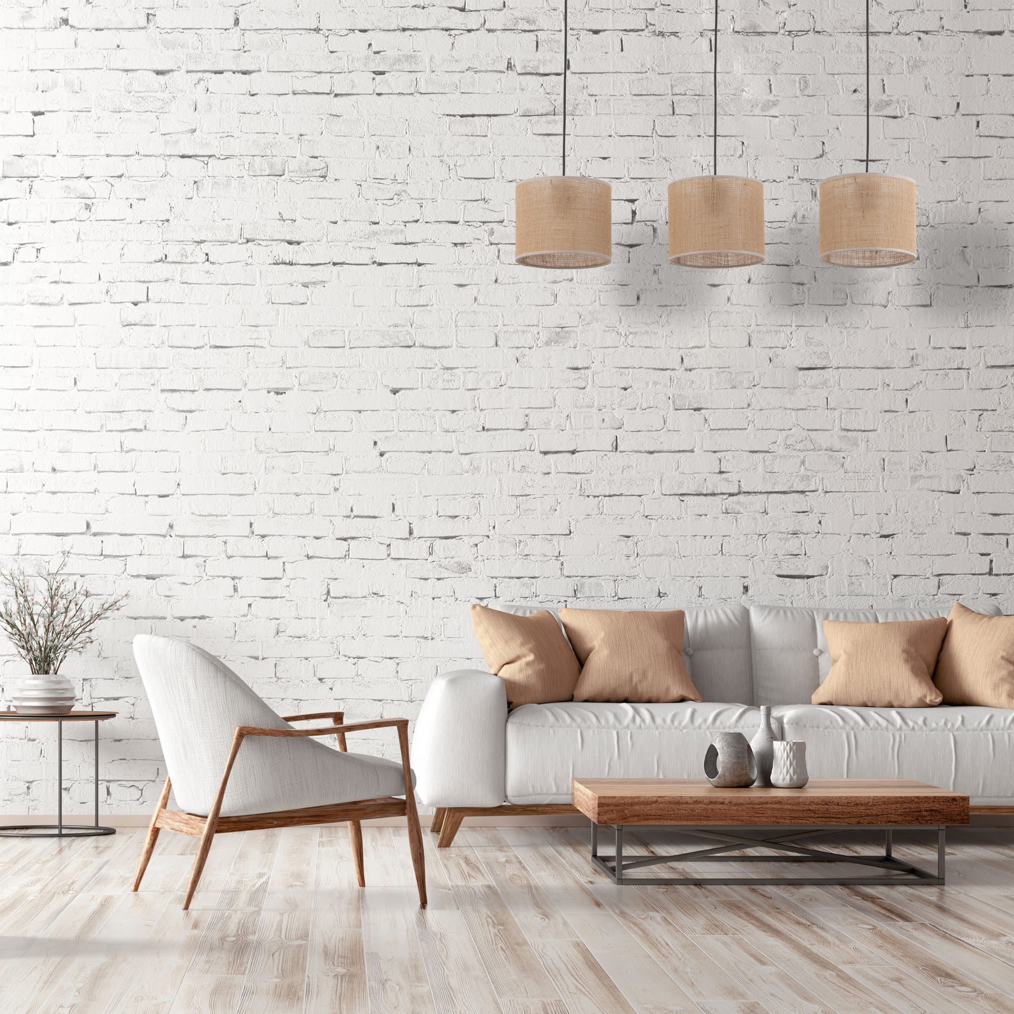 Lampa wisząca nowoczesna vintage boho abażur materiałowy czarna beżowa TK Lighting Juta 4597 3x15W E27