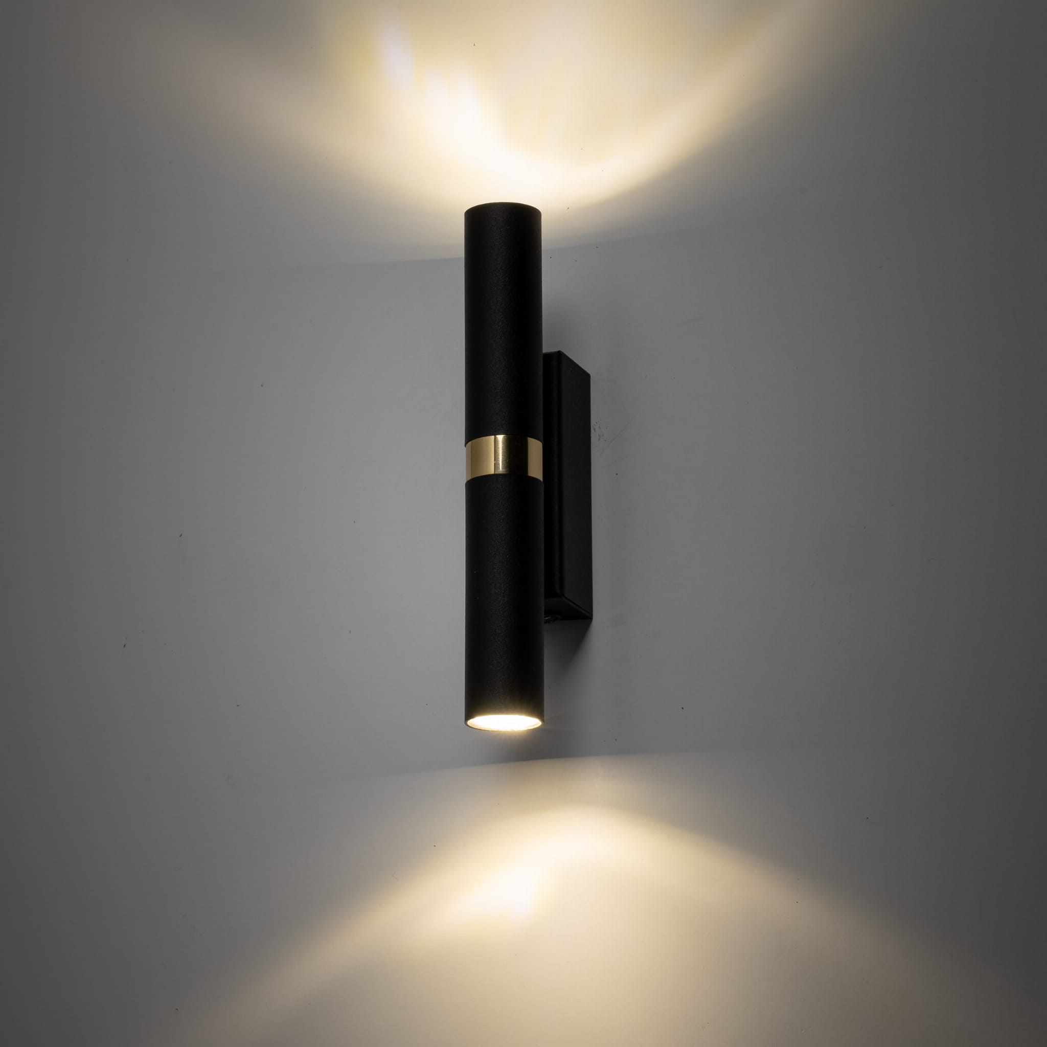 Kinkiet nowoczesny elegancki industrialny loft tuba rurka czarny złoty TK Lighting Lagos 10145 2x8W G9