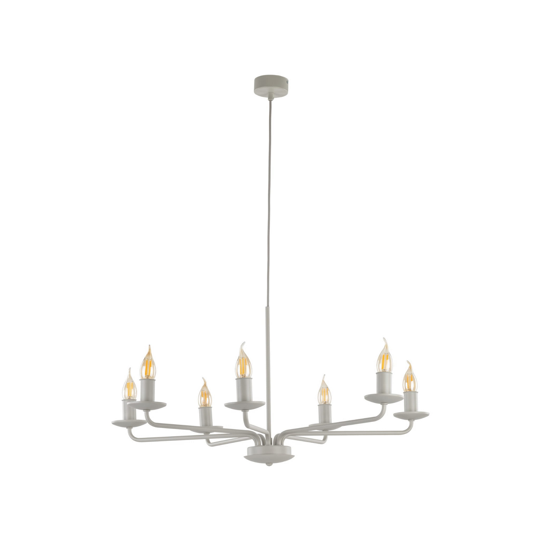 Lampa wisząca żyrandol klasyczny rustykalny industrialny retro świecznikowy beżowa TK Lighting Limal 10254 7x10W E14