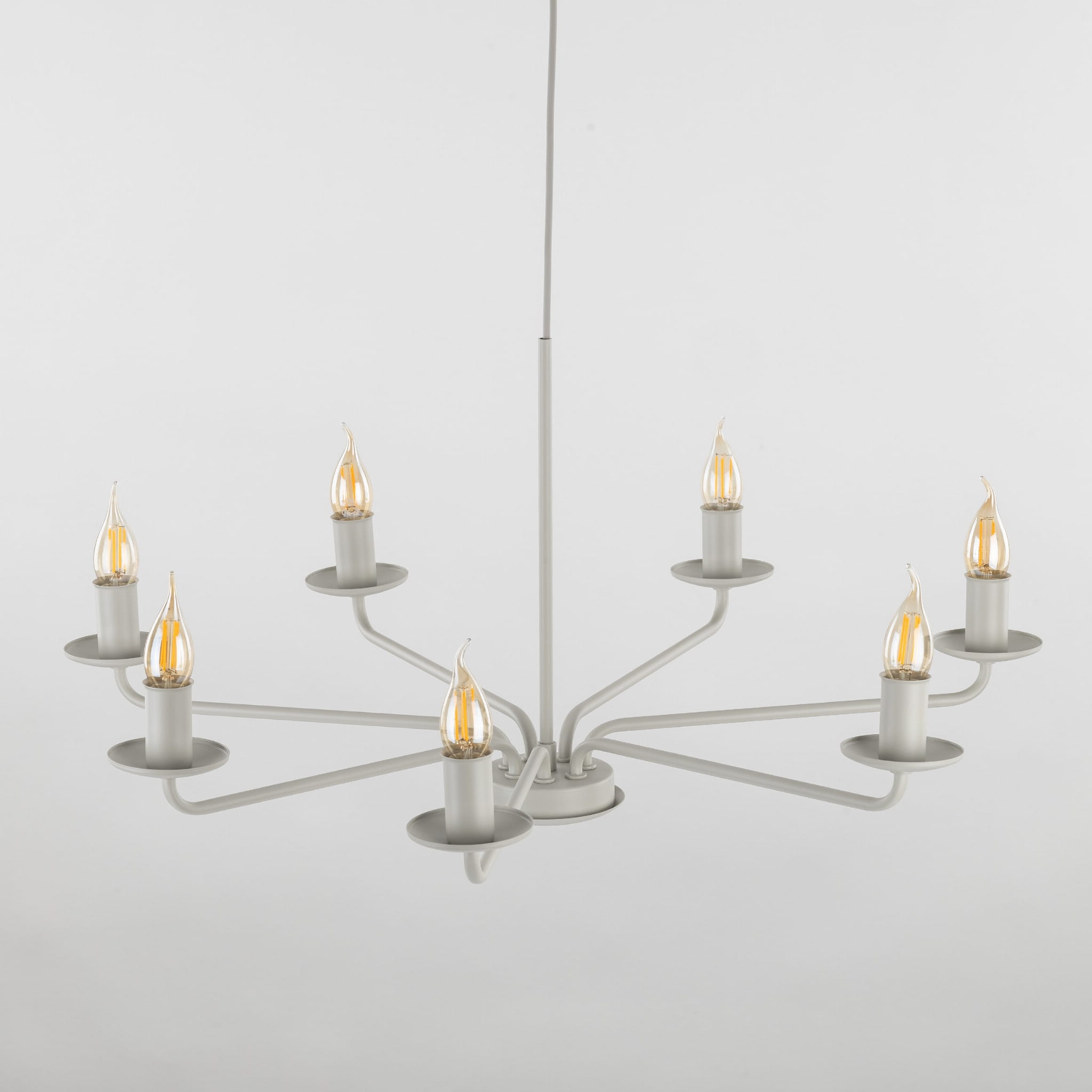 Lampa wisząca żyrandol klasyczny rustykalny industrialny retro świecznikowy beżowa TK Lighting Limal 10254 7x10W E14