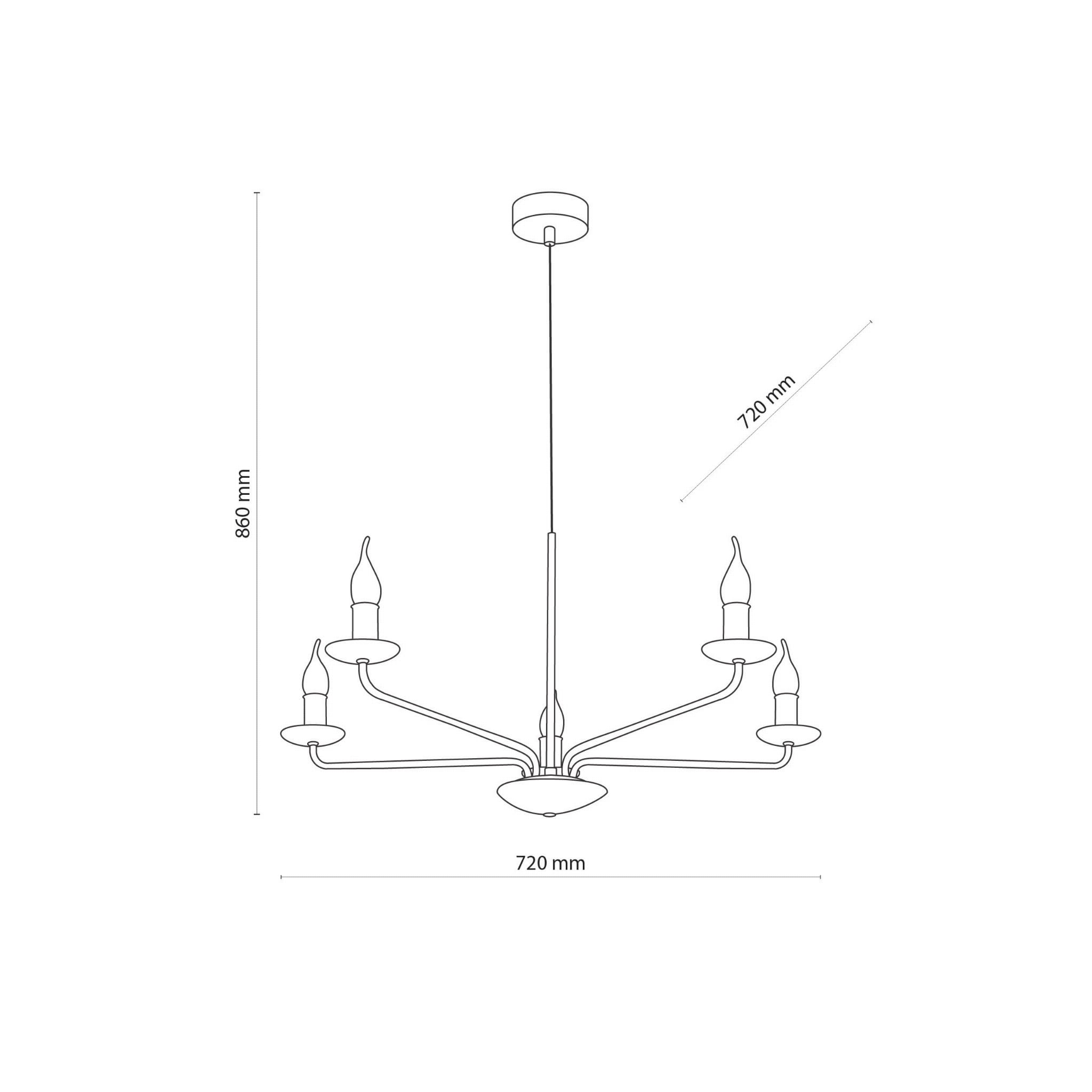 Tk Lighting Limal 4612 lampa wisząca 5x40W E14 czarna