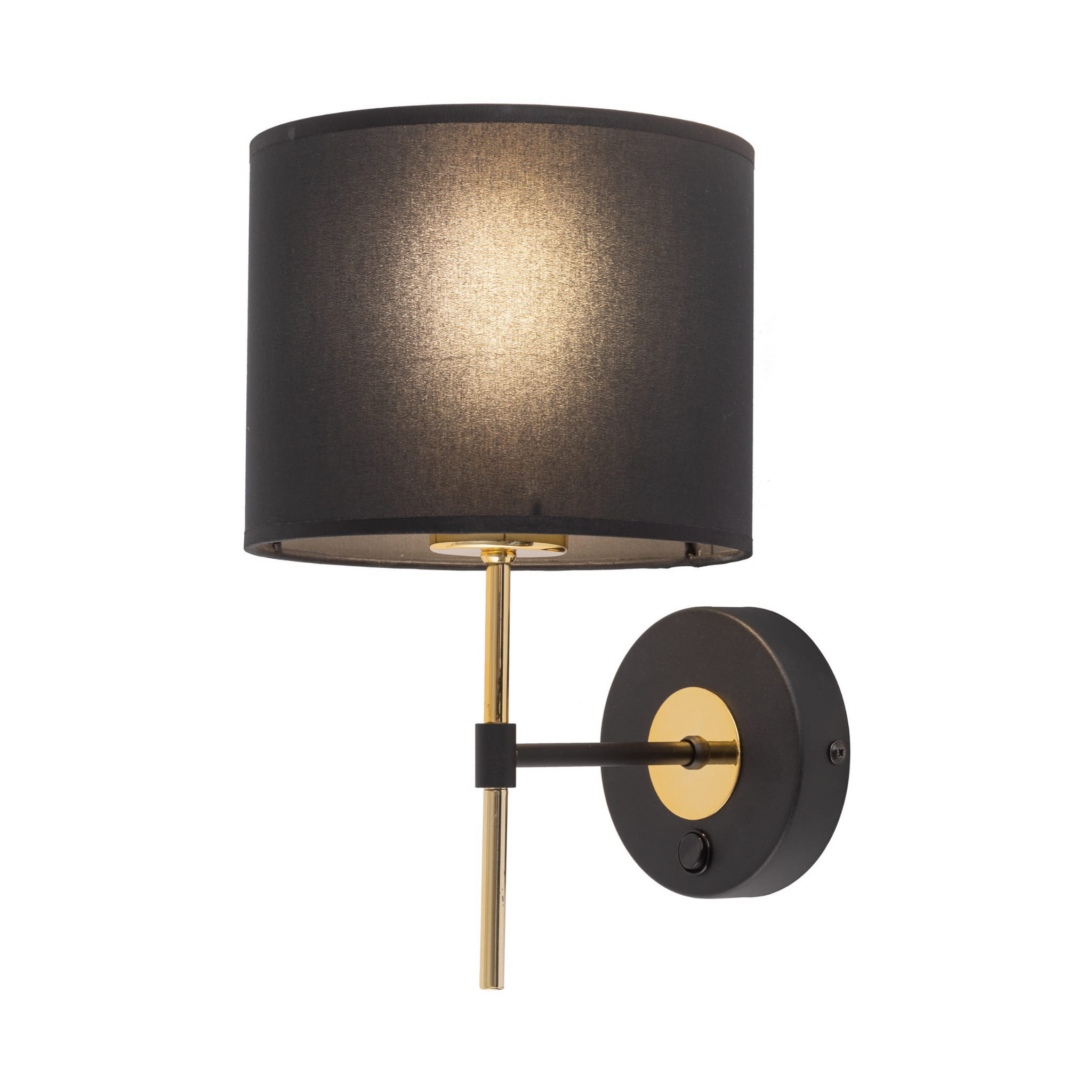 Kinkiet nowoczesny elegancki glamour pręty abażur materiałowy czarny złoty TK Lighting Lord 4672 1x15W E27