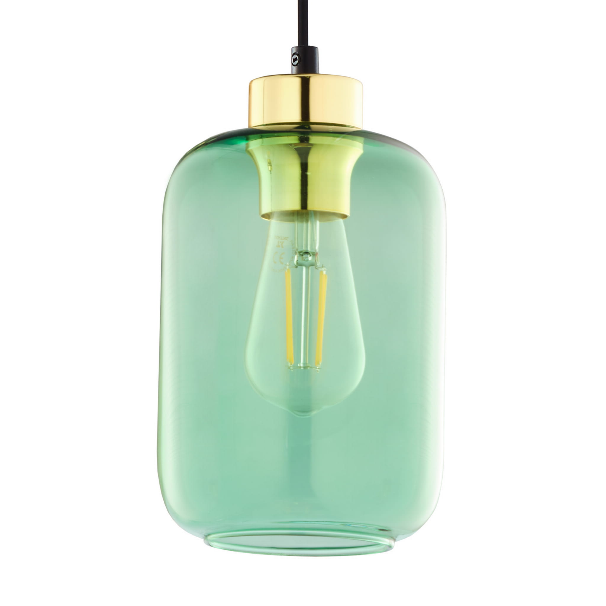 Lampa wisząca szklany klosz balon Tk Lighting Marco 6696 1x15W E27 zielona złota