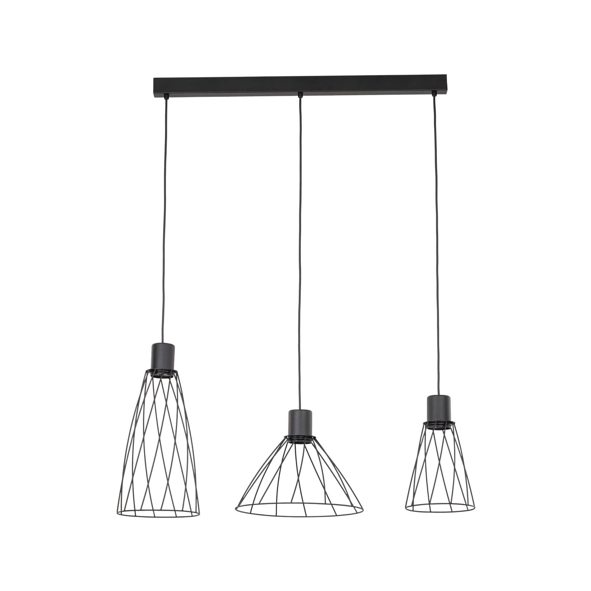 Lampa wisząca nowoczesna industrialna loft ażurowa klosz metalowy pręty stożek czarna TK Lighting Modesto 10149 3x10W GU10