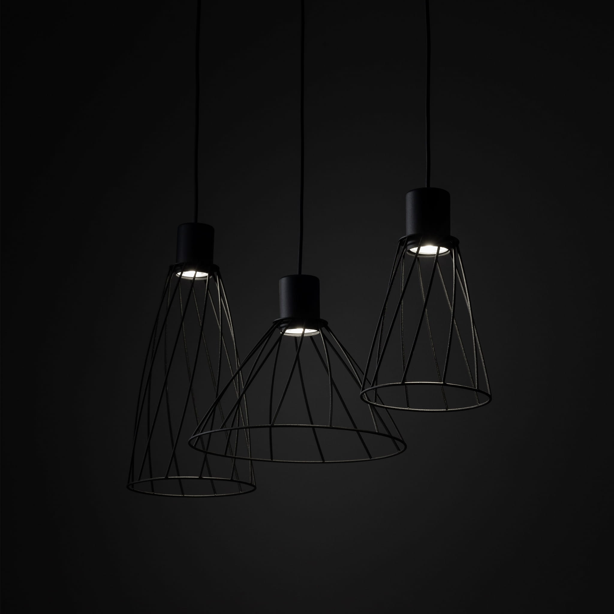 Lampa wisząca nowoczesna industrialna loft ażurowa klosz metalowy pręty stożek czarna TK Lighting Modesto 10149 3x10W GU10