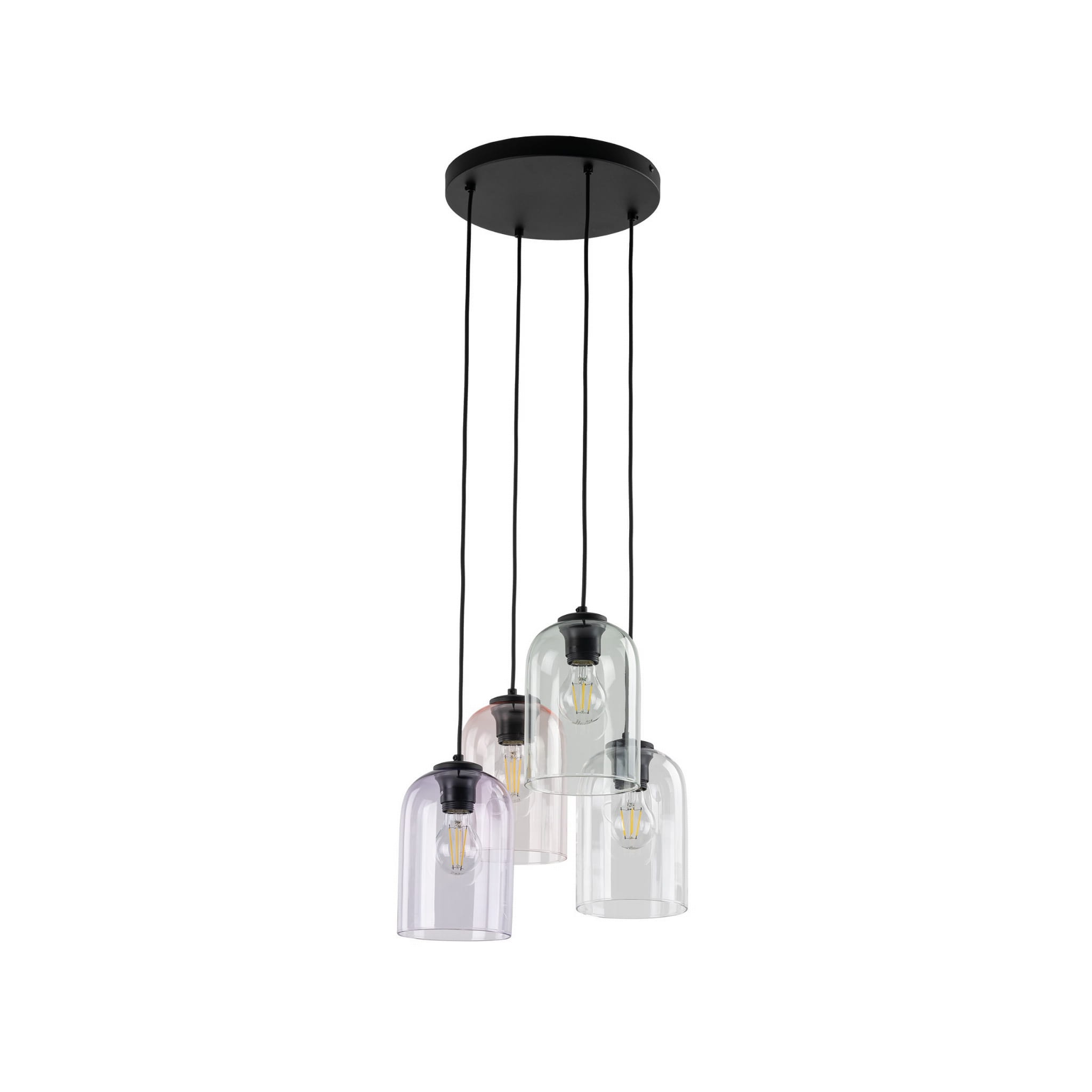 Lampa wisząca nowoczesna elegancka loft industrialna klosz szklany multikolor czarna TK Lighting Molly 10301 4x15W E27