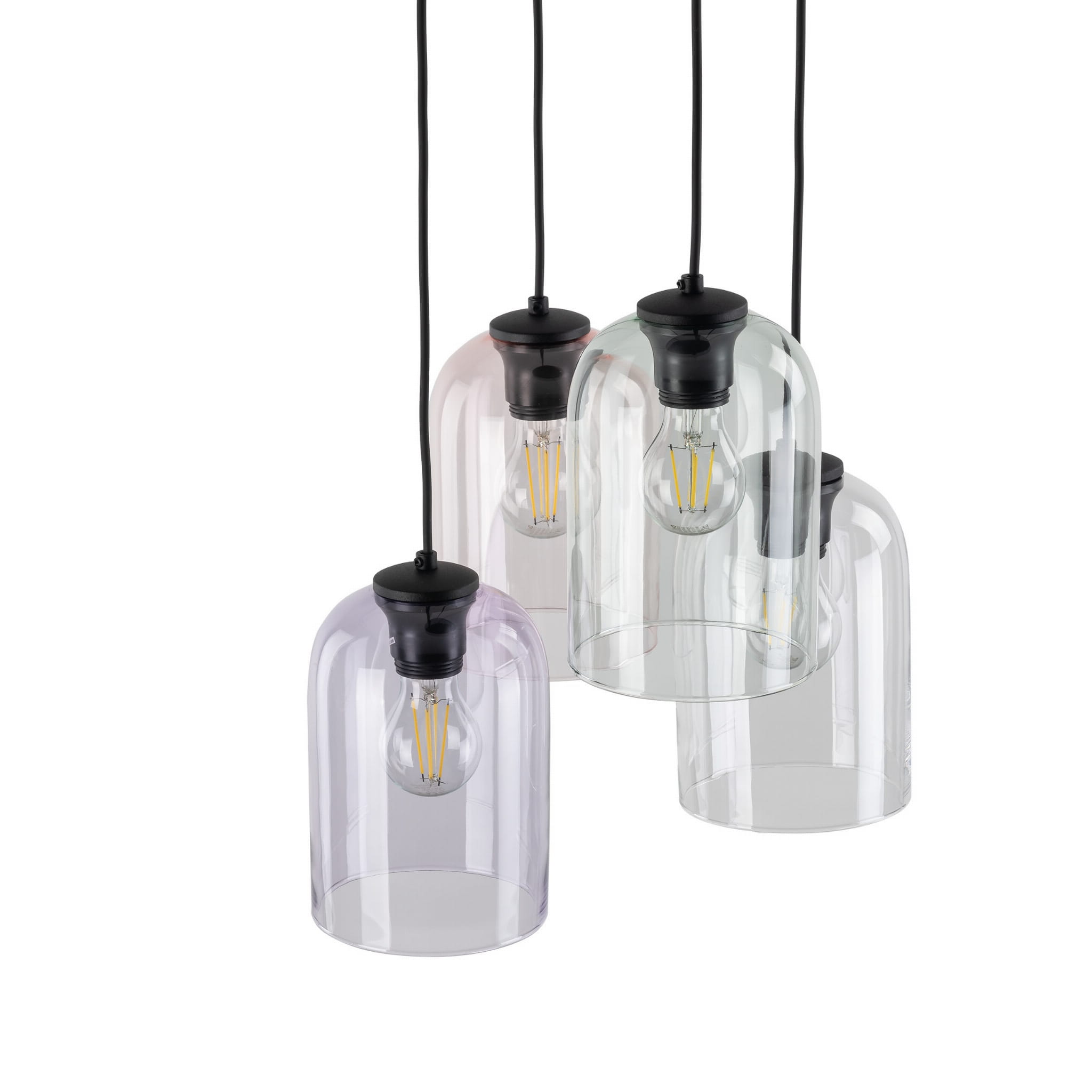 Lampa wisząca nowoczesna elegancka loft industrialna klosz szklany multikolor czarna TK Lighting Molly 10301 4x15W E27