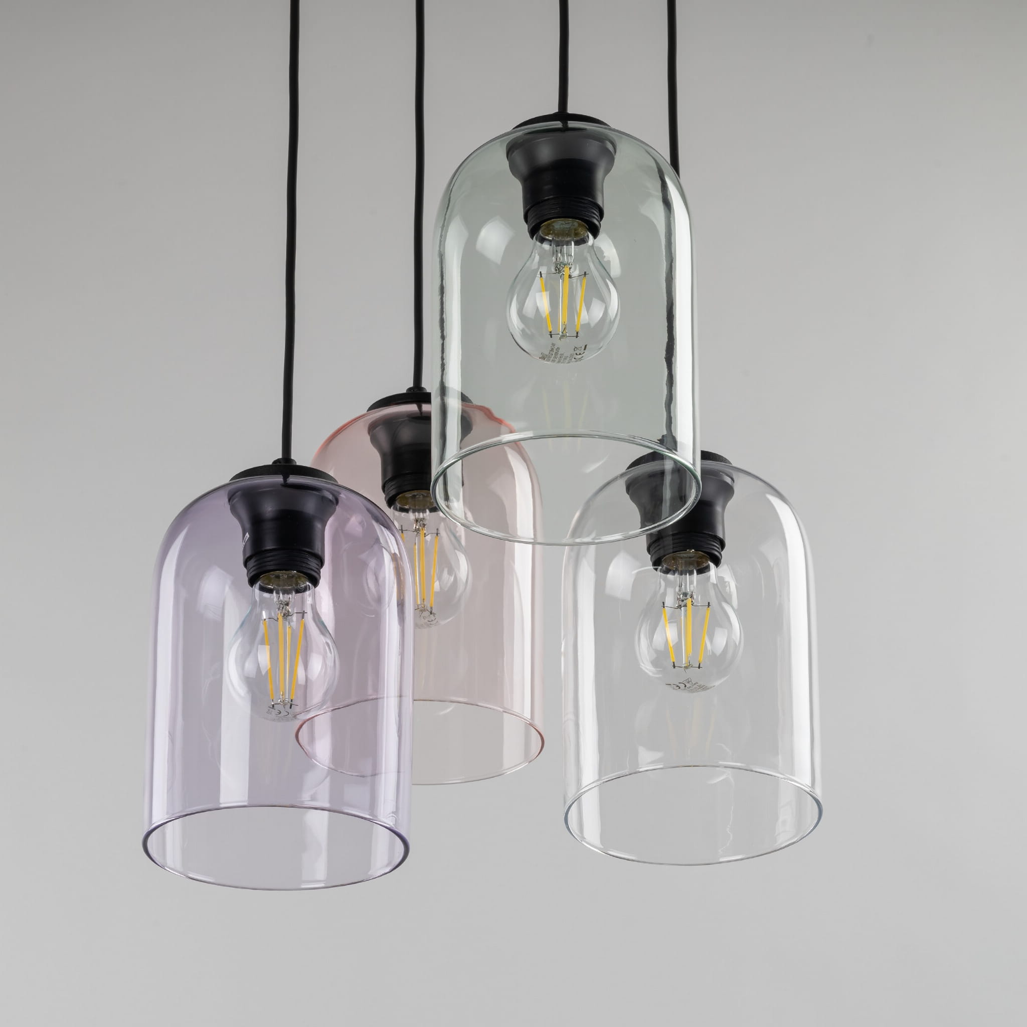 Lampa wisząca nowoczesna elegancka loft industrialna klosz szklany multikolor czarna TK Lighting Molly 10301 4x15W E27