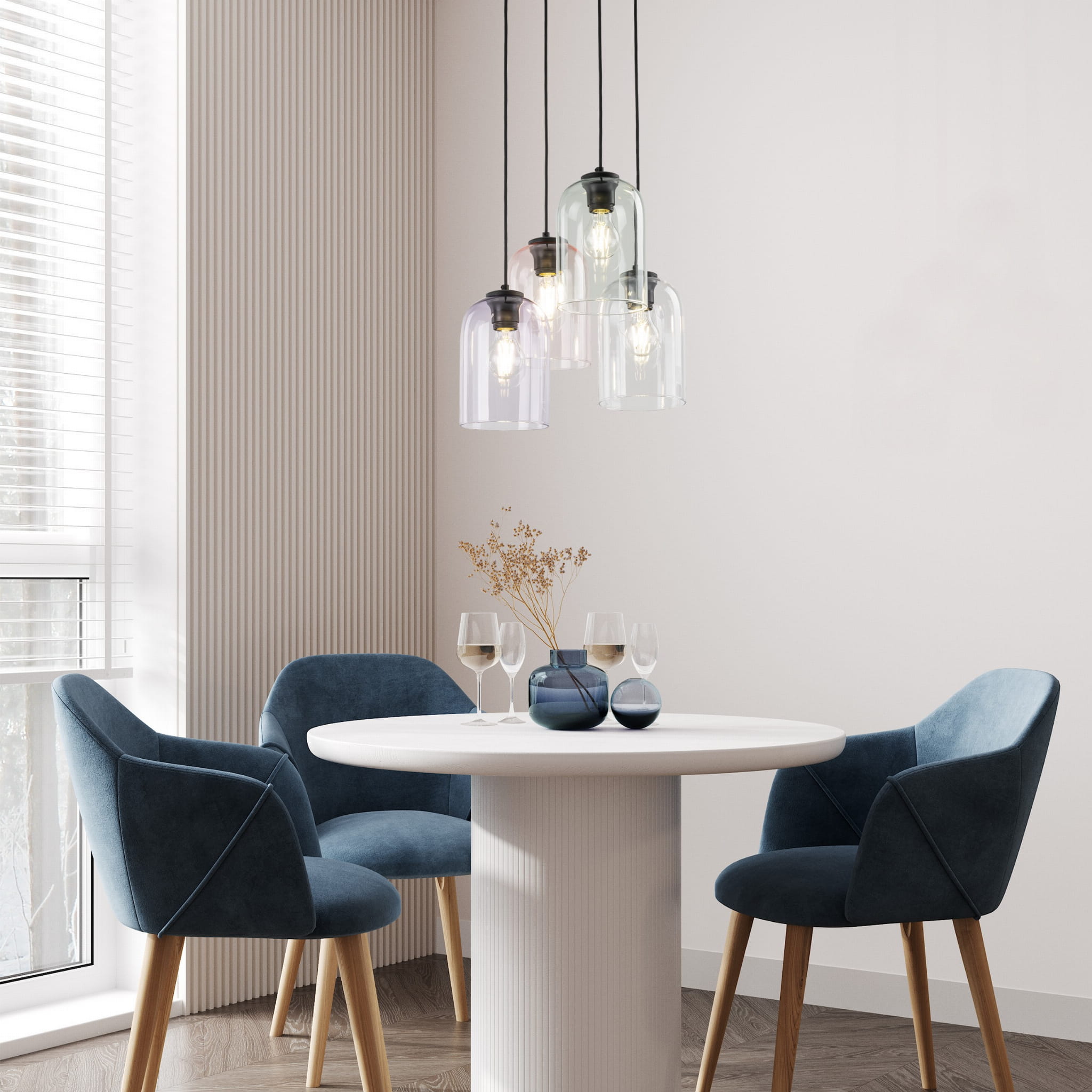 Lampa wisząca nowoczesna elegancka loft industrialna klosz szklany multikolor czarna TK Lighting Molly 10301 4x15W E27