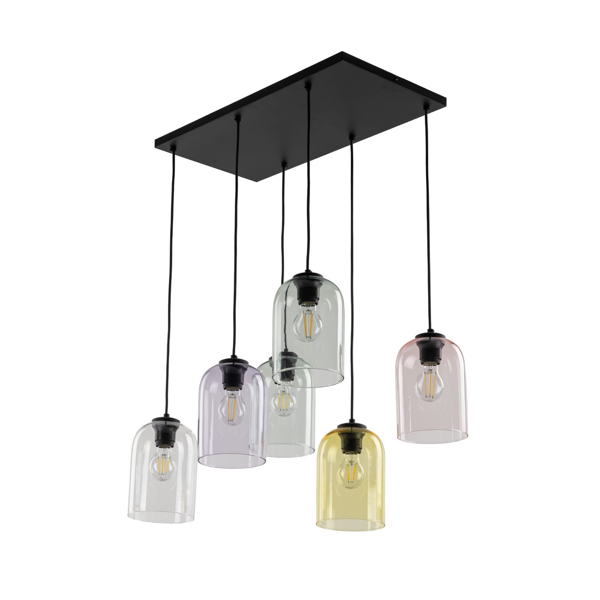 Lampa wisząca nowoczesna elegancka loft industrialna klosz szklany multikolor czarna TK Lighting Molly 10302 6x15W E27