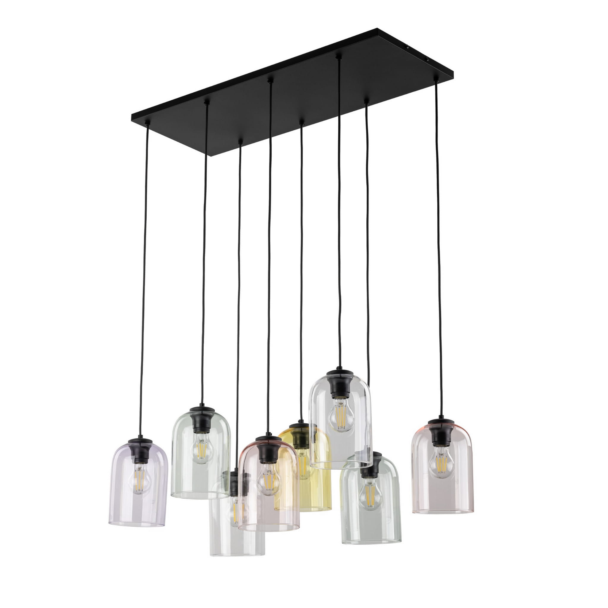 Lampa wisząca nowoczesna elegancka loft industrialna klosz szklany multikolor czarna TK Lighting Molly 10303 8x15W E27