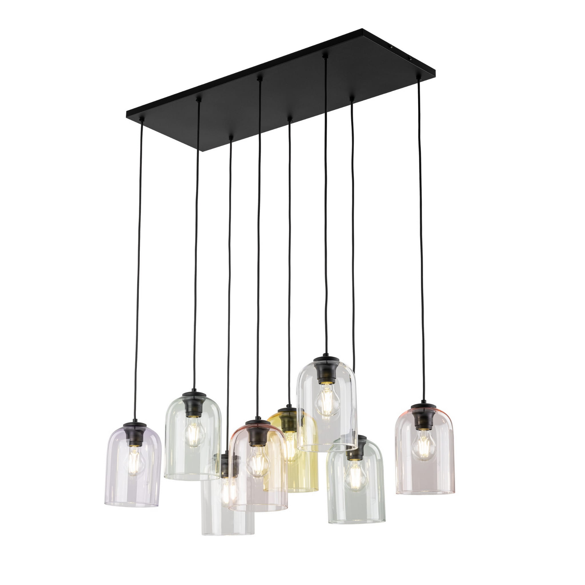 Lampa wisząca nowoczesna elegancka loft industrialna klosz szklany multikolor czarna TK Lighting Molly 10303 8x15W E27
