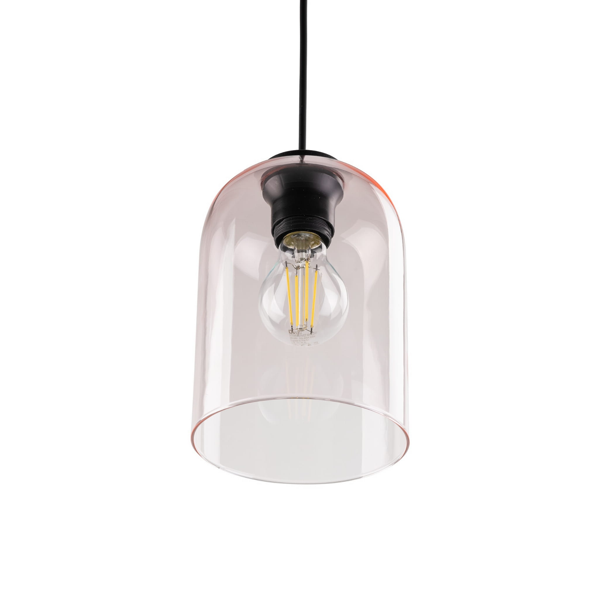 Lampa wisząca nowoczesna elegancka loft industrialna klosz szklany różowa czarna TK Lighting Molly 10296 1x15W E27
