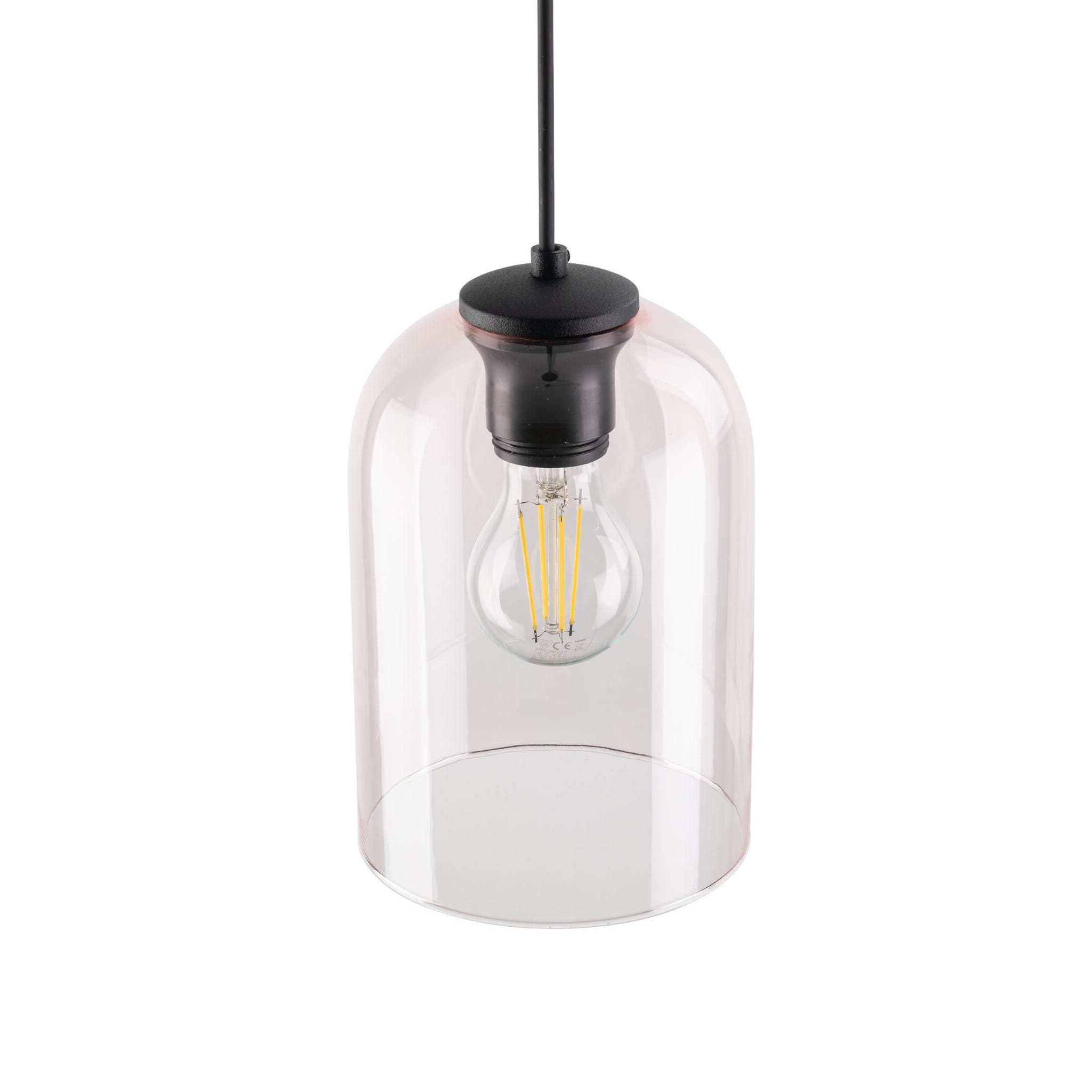 Lampa wisząca nowoczesna elegancka loft industrialna klosz szklany różowa czarna TK Lighting Molly 10296 1x15W E27